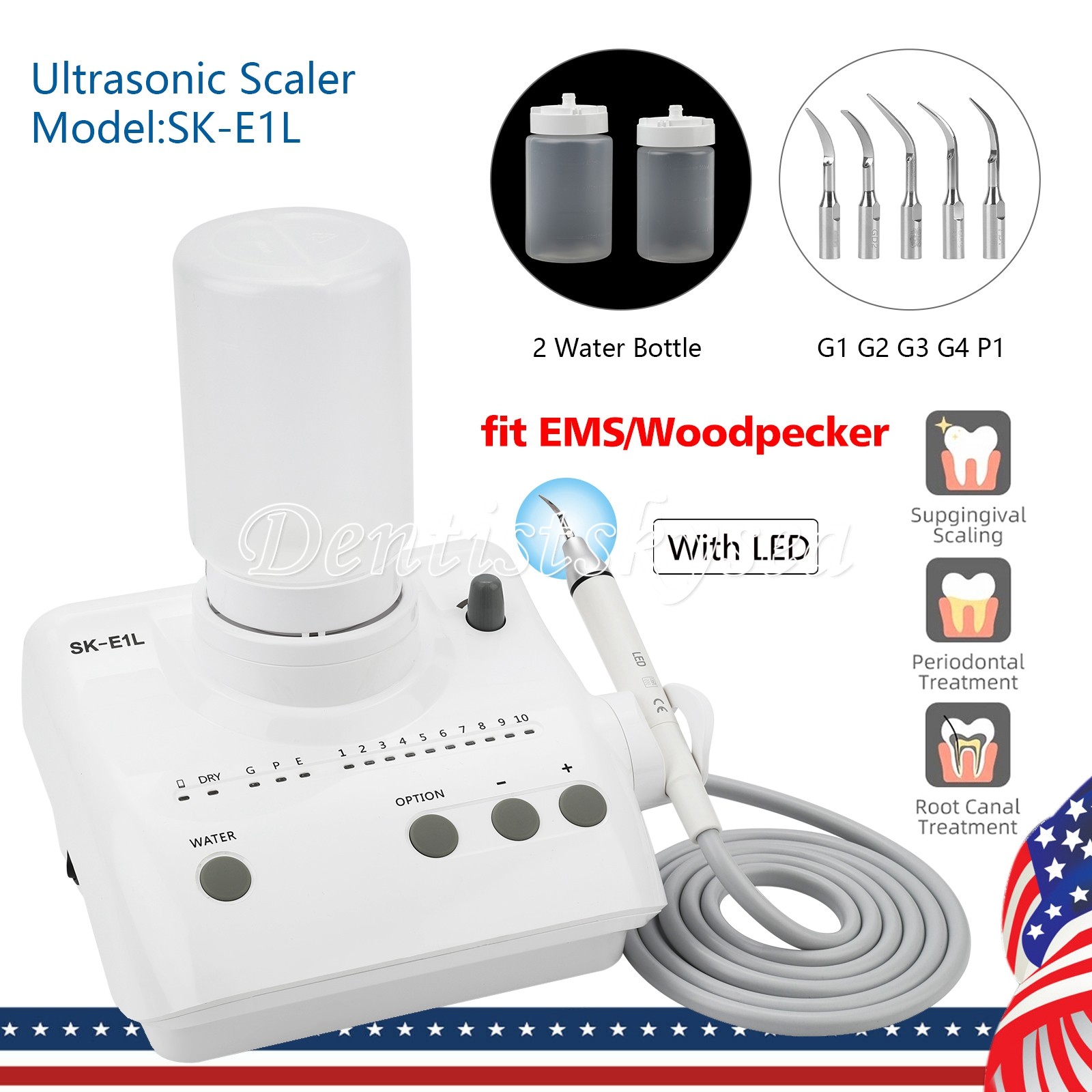 LED Ultrasonic Dental Scaler Household Pet Cleaning Set 2* Bottle and 5*tips