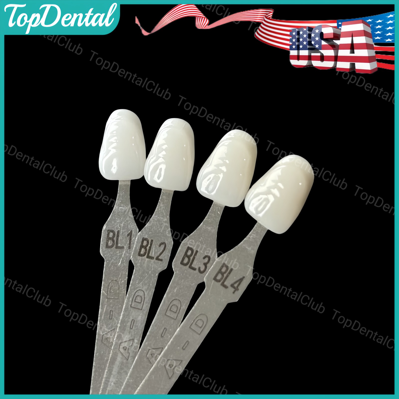 USA Dental Bleach Shade Guide BL1/2/3/4 4Colors Bleached Chart Teeth Based Vita