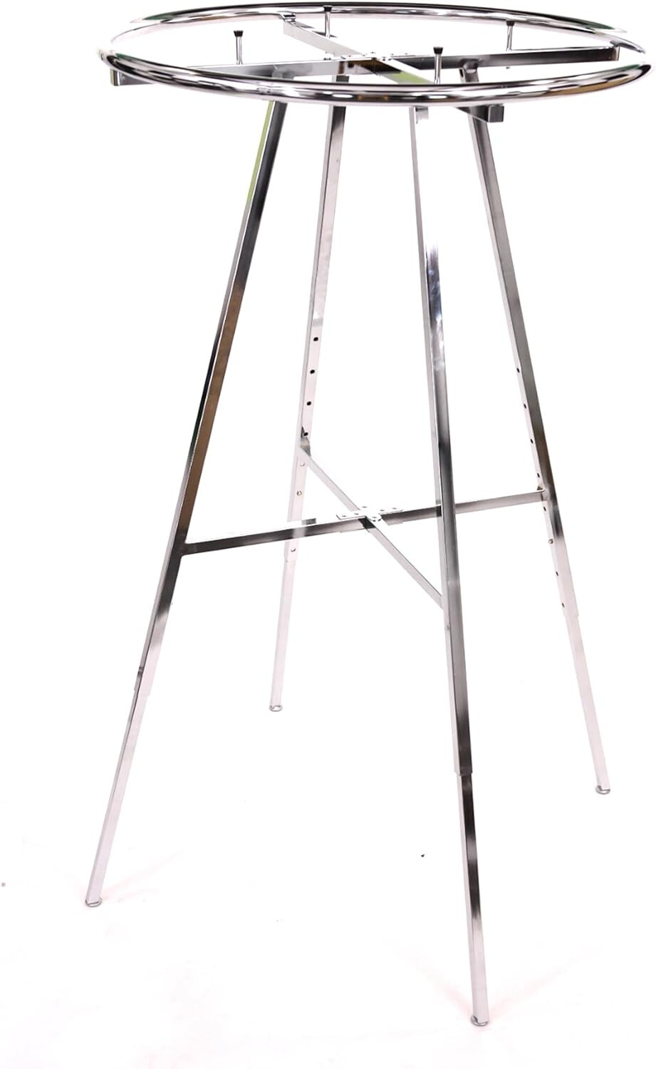 Chrome 36″ Round Clothing Rack Height 48 – 72″ H Leveler Glides Garment
