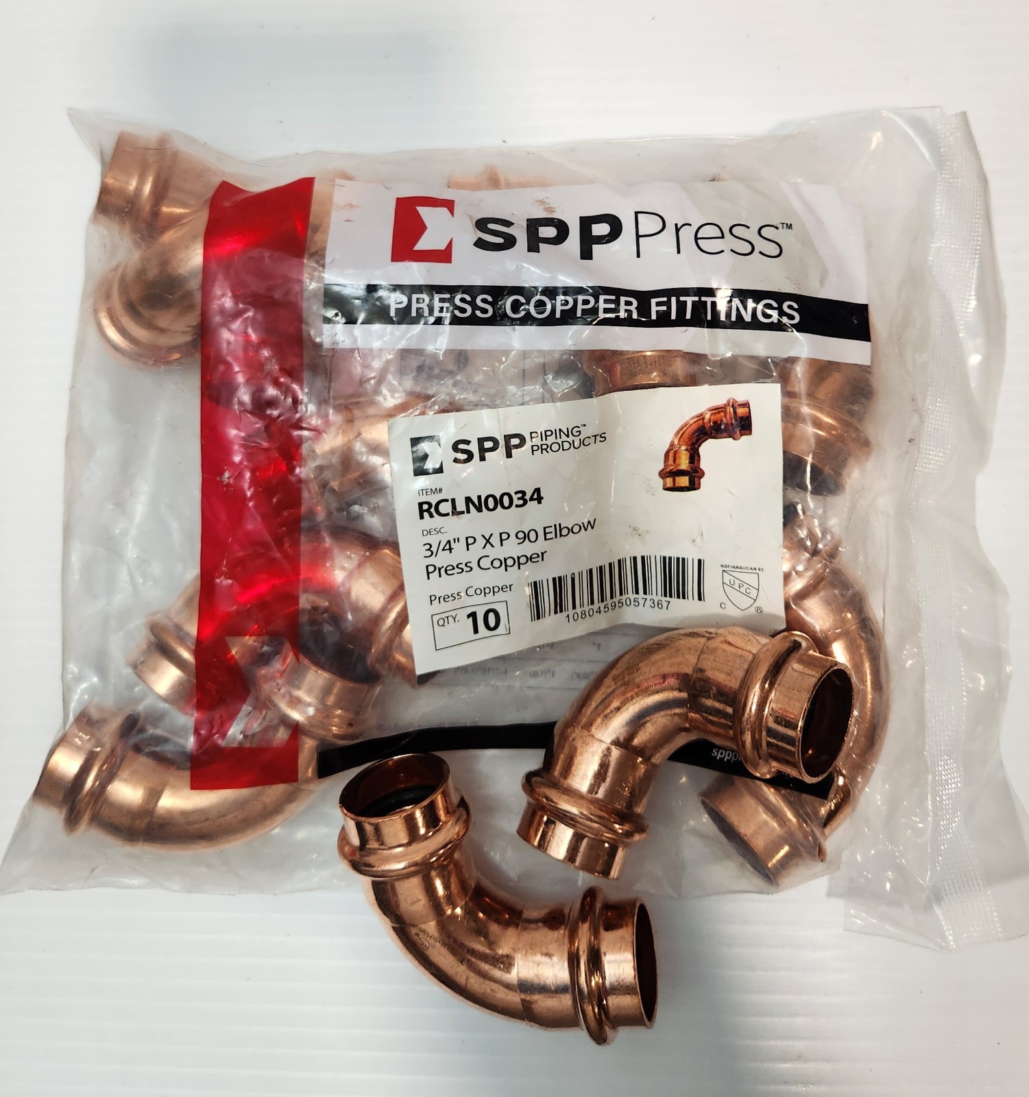 3/4″ PRESS COPPER 90° ELBOW ( LEAD FREE ) ONLY SALE BOX OF 30 PCS.