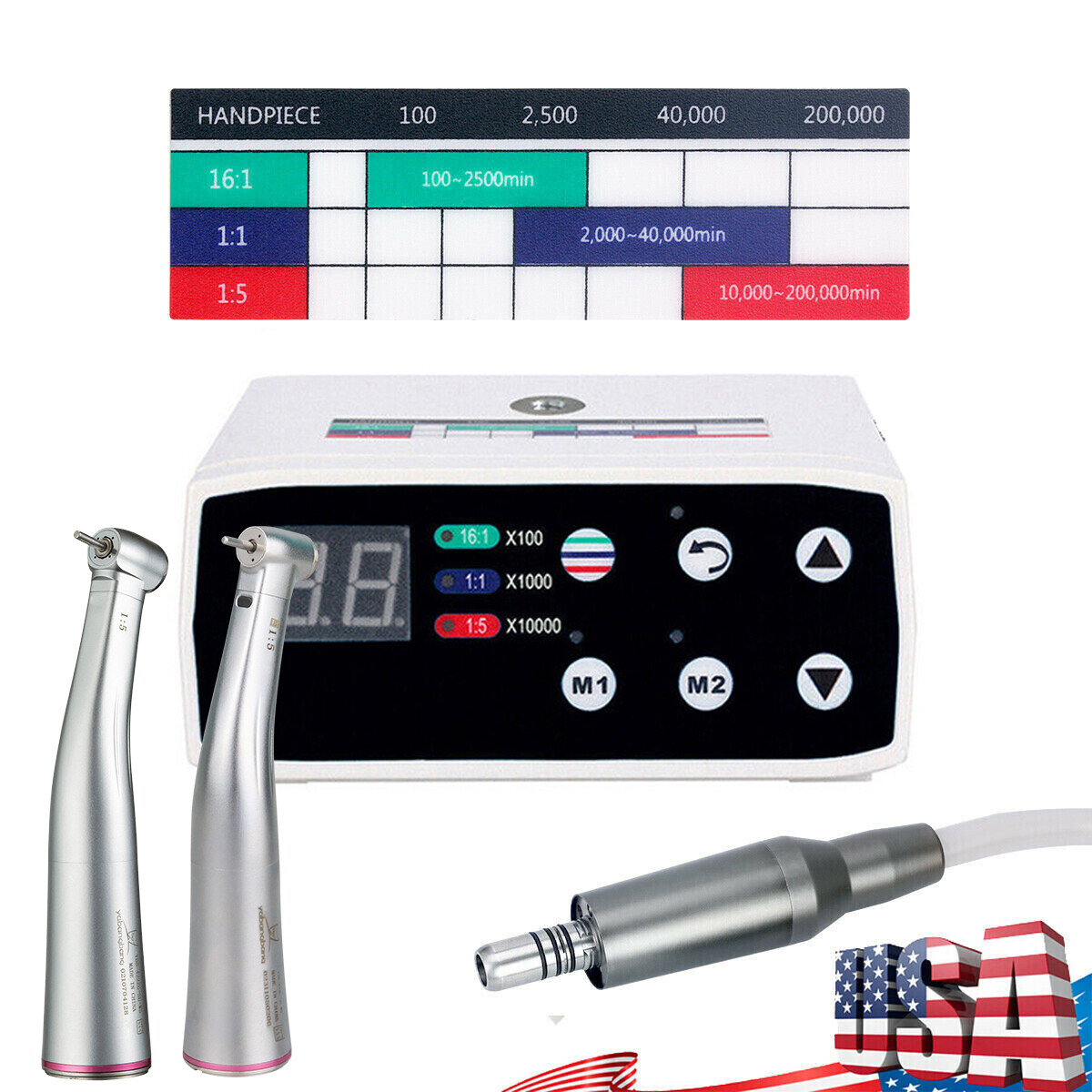 NSK Style Dental Brushless LED Electric Micro Motor 1:1/1:5 Increasing Handpiece