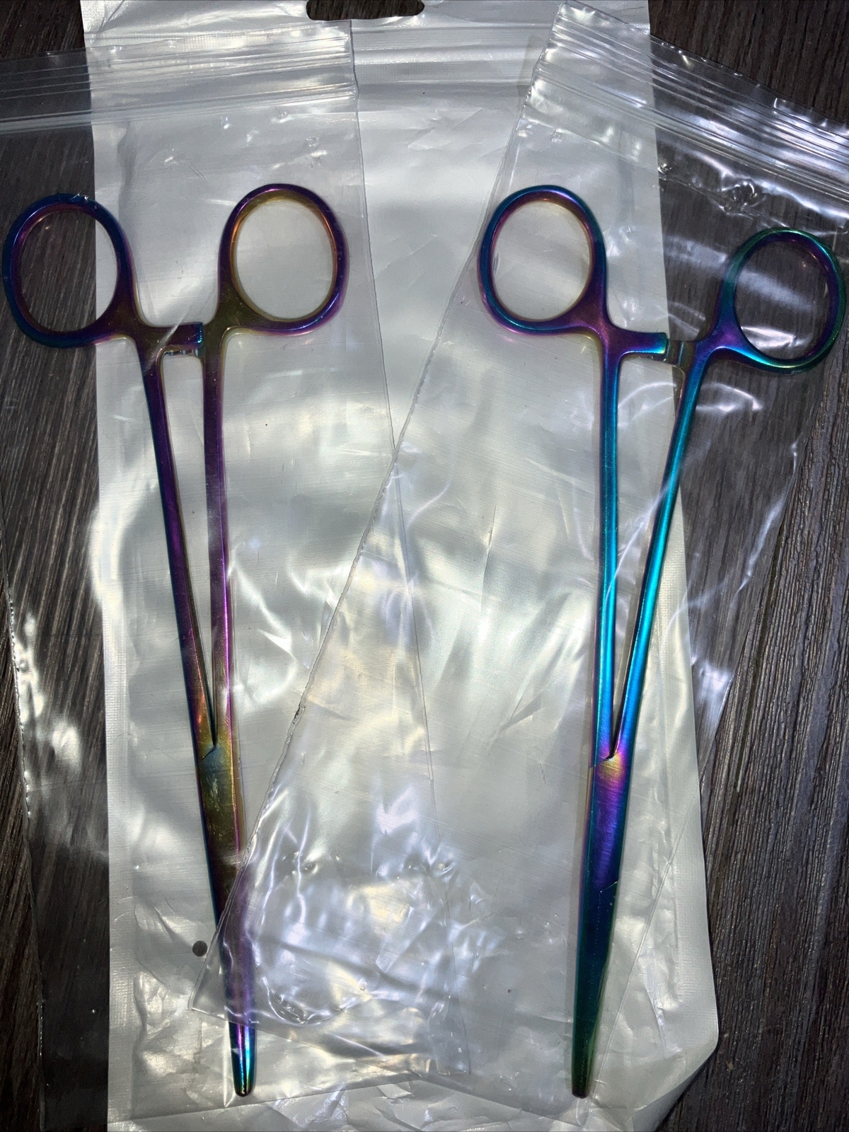 (Pack Of 2) Hemostat Forceps 5.5” Curved And Straight Rainbow Stainless