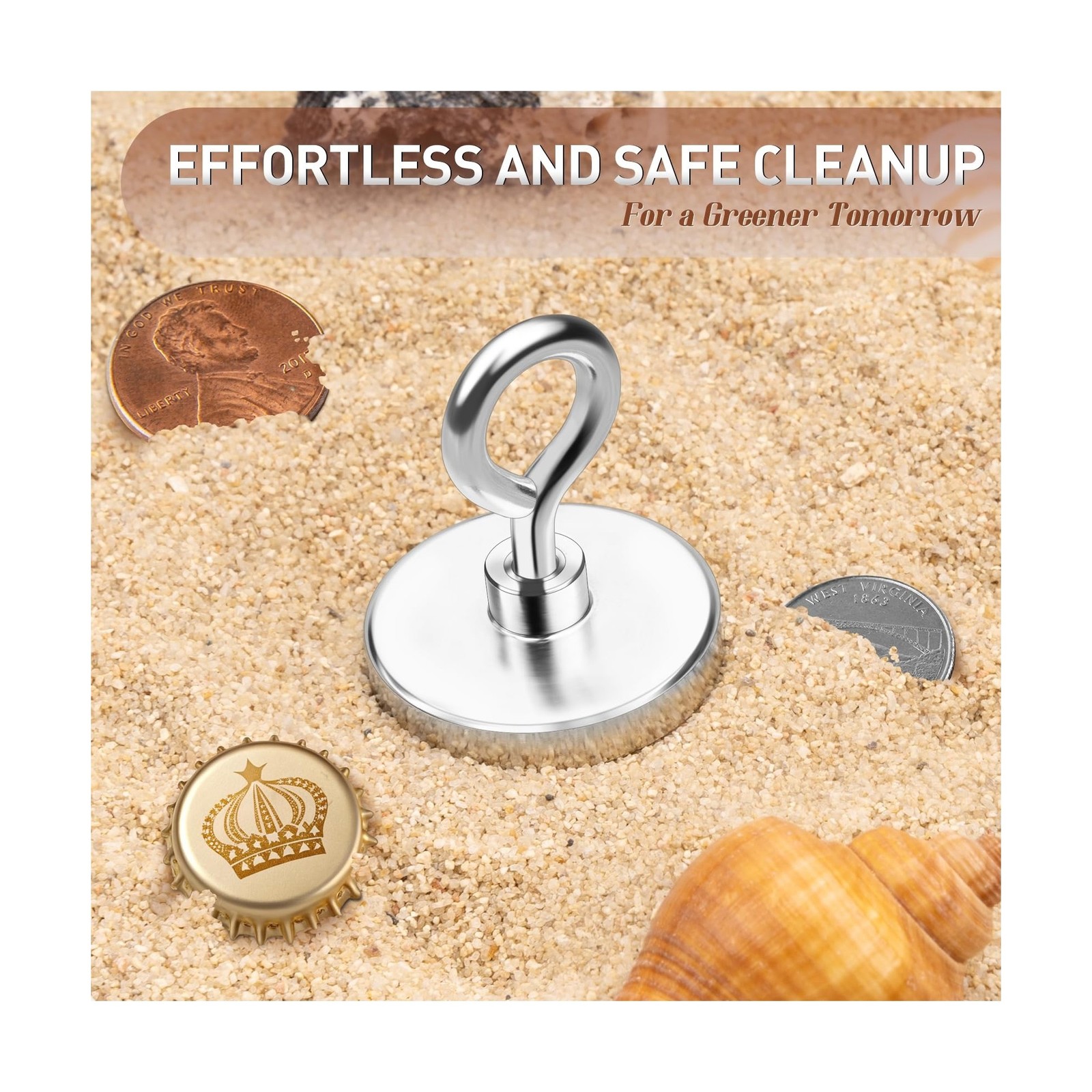 FINDMAG Neodymium Fishing Magnet, 150 LBS Pulling Force Strong Magnet with Li…