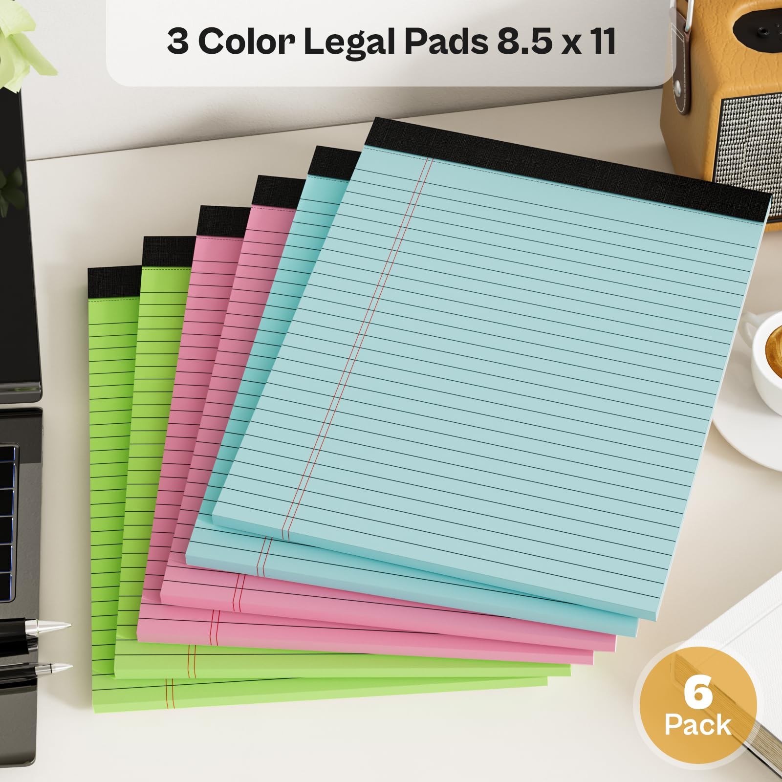 Legal Pads 8.5 x 11, 12 Pack Colored Note x 11 In, Multicolor – 12