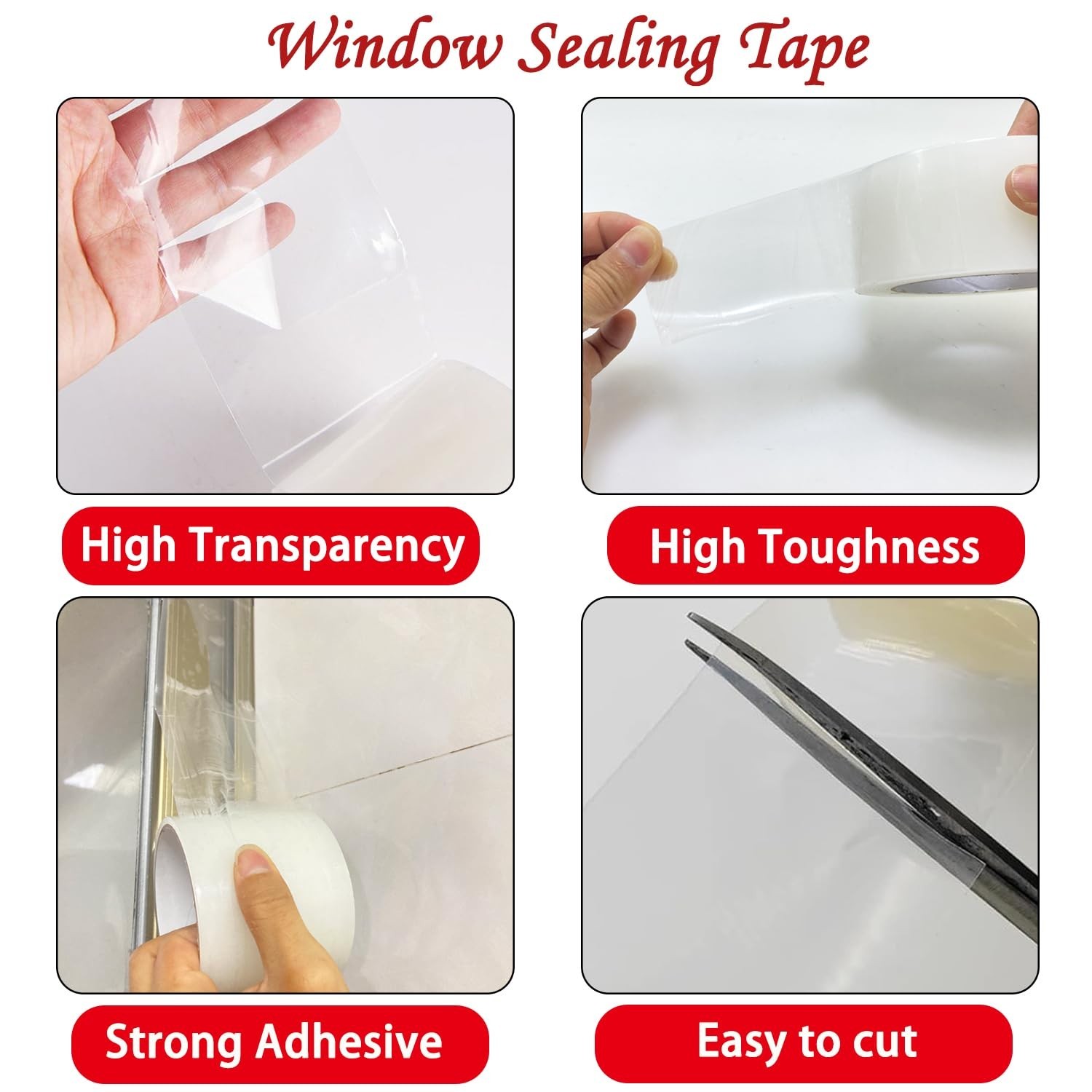1.9IN X 117FT (39Y) Transparent Weather Stripping Tape, Weather Sealing Tape,…