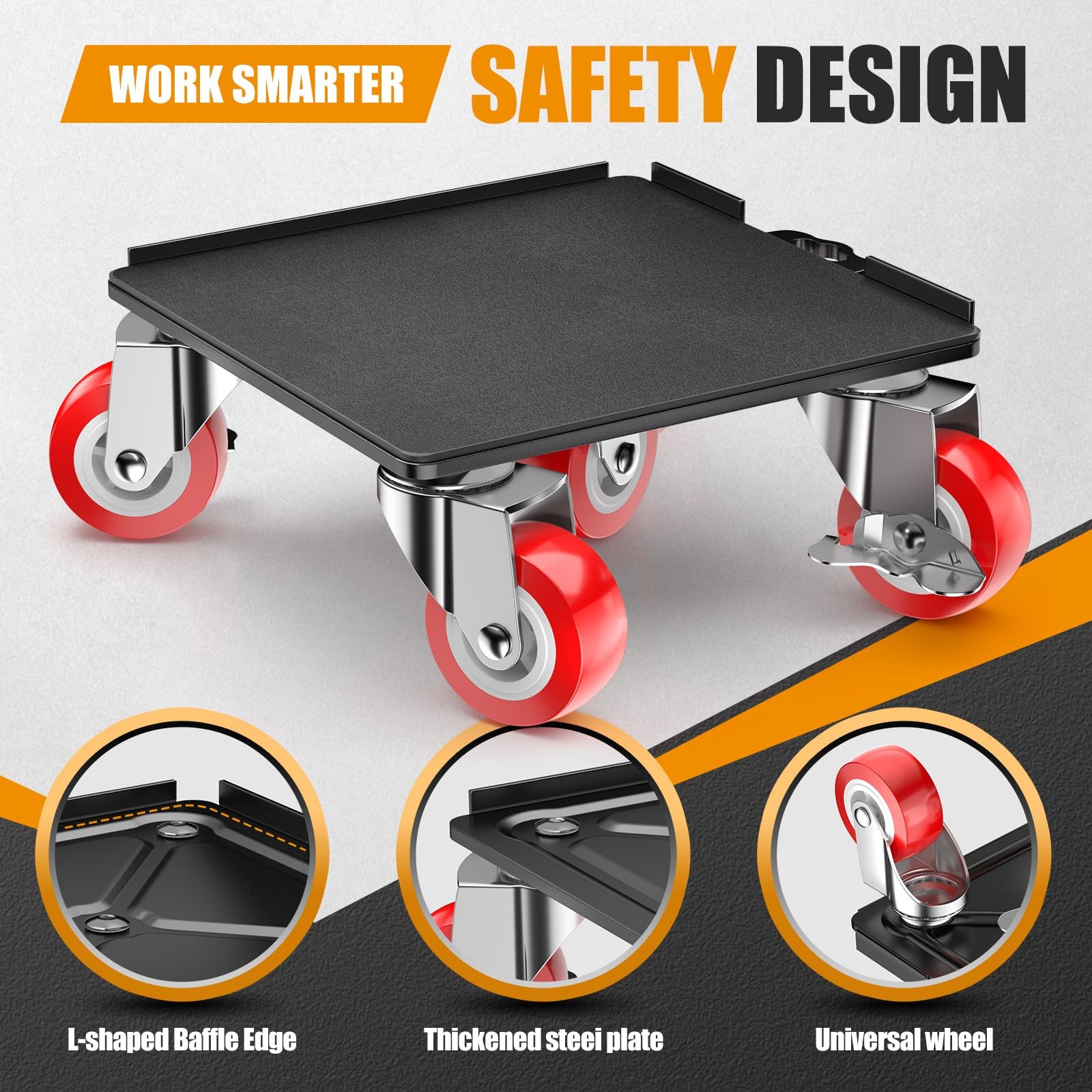 Heavy Duty 1500lbs Furniture Dolly Set, Carbon Steel with Locking Wheels