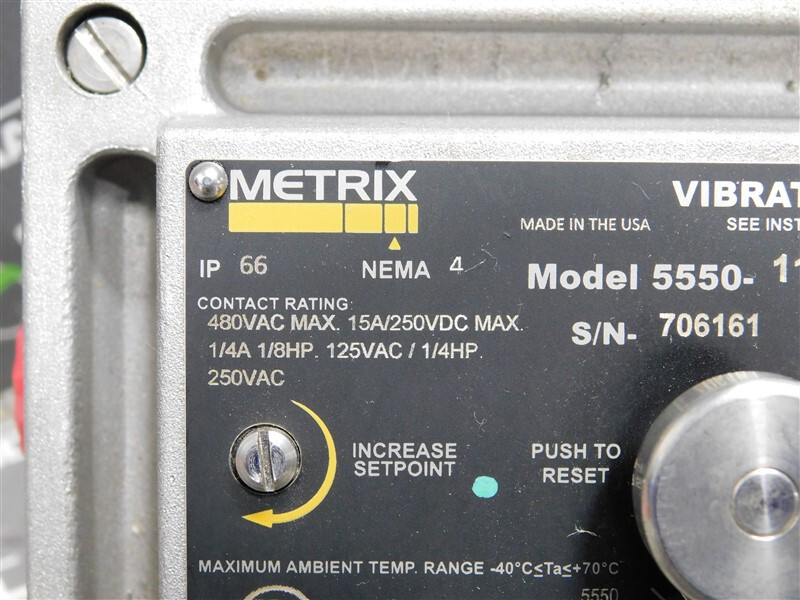 USED Metrix 5550-111-120 Vibration Switch 480VAC Max. 15A/250VDC Max. 1/4A 1/8HP