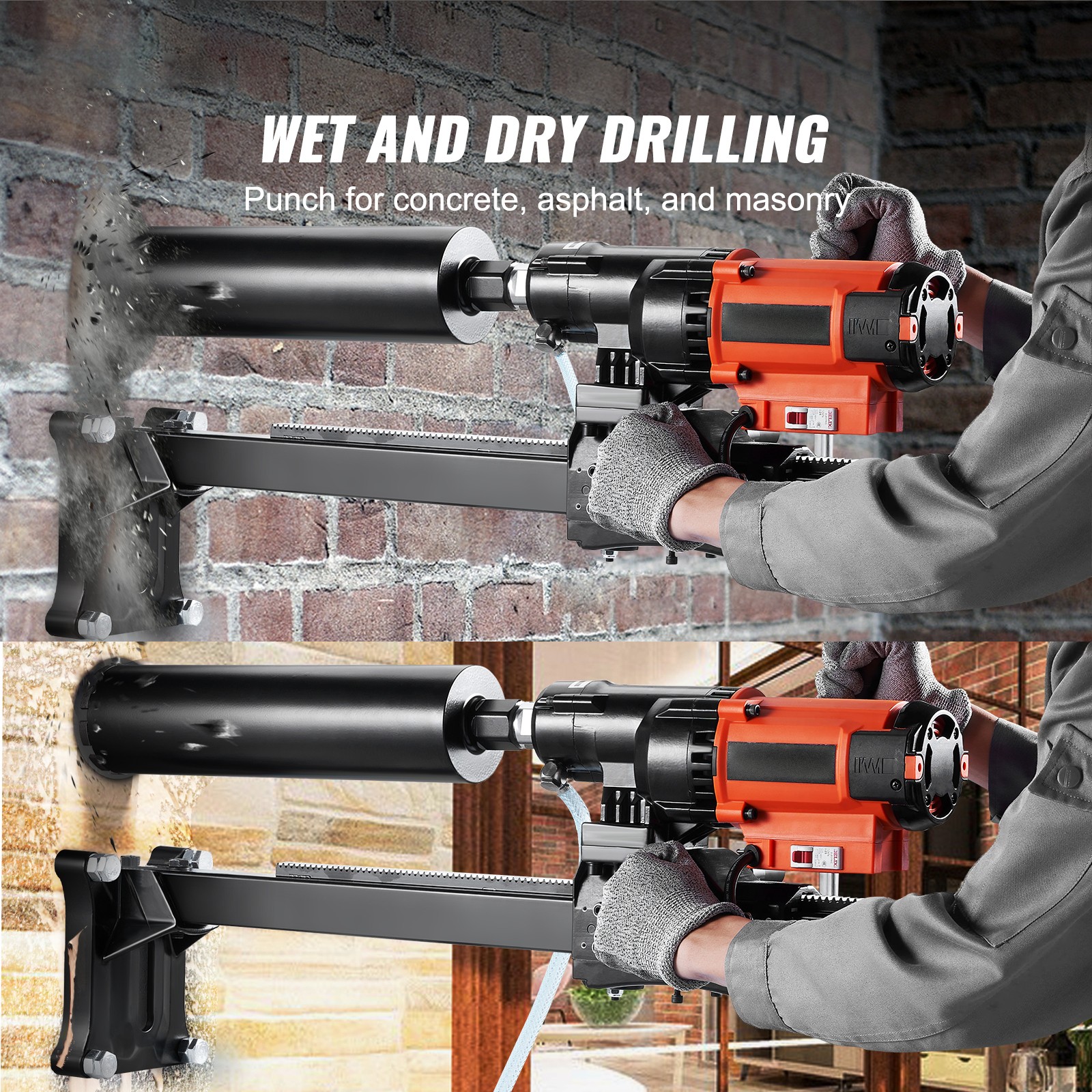 Uimoso Wet&Dry Diamond Core Drill Machine Concrete Core Drill Rig 2500W 750RPM