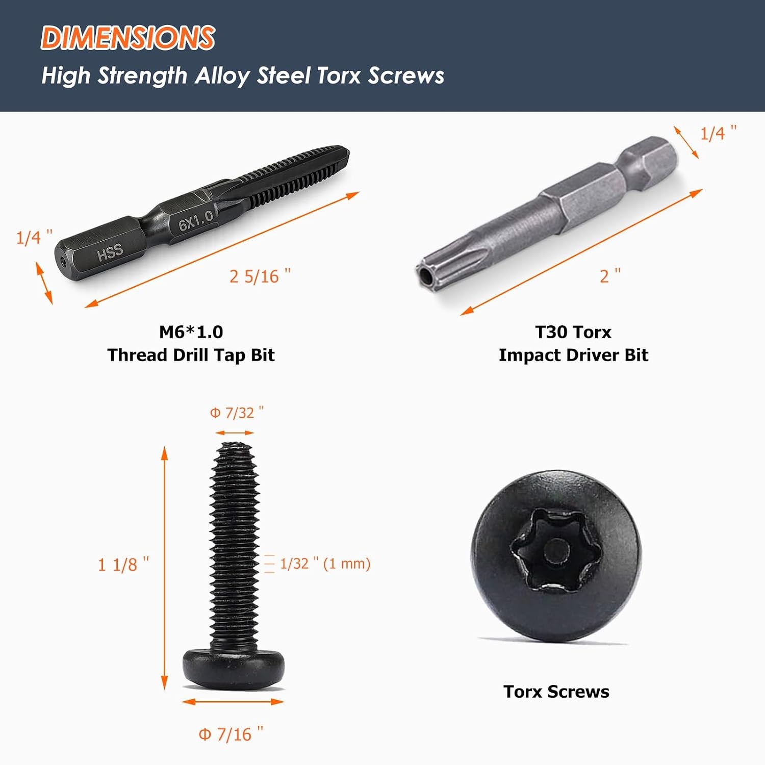 Anti-Theft Screw|T30 Torx|M6*1.0 Tapper Tool For Ford Truck Bed Tie Down Anchors