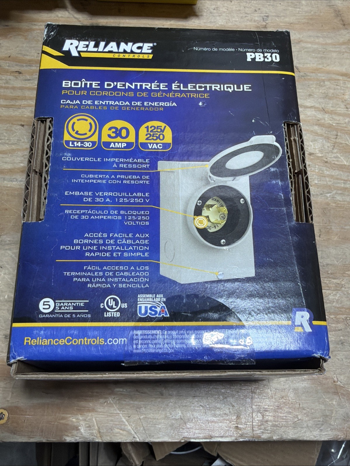 Reliance Controls PB30 30-Amp Power Inlet Box for Portable Generators – Open Box