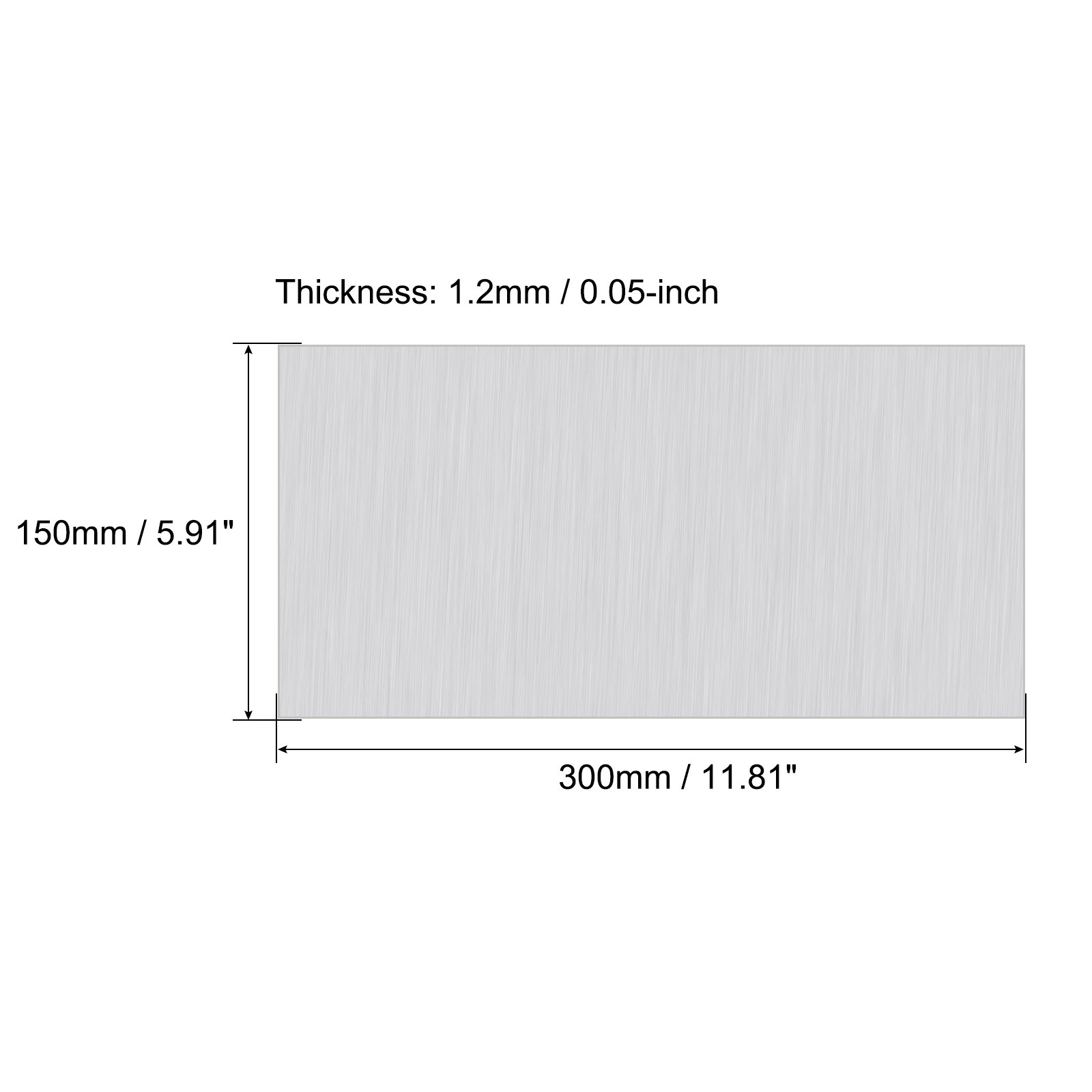300mm x 150mm x 1.2mm Rectangle 6061 Aluminum Sheet Flat Metal Plate Stock