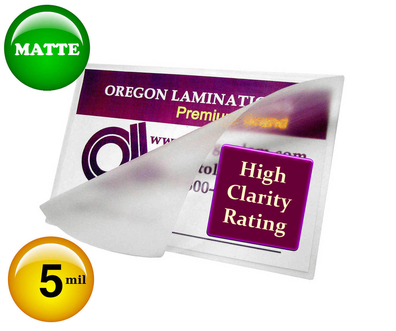 5 Mil MATTE 2-3/8 x 3-5/8 Drivers License size Hot Laminating Pouches (50/pack)