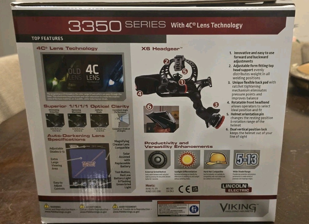 Lincoln Electric K3034-4 VIKING 3350 Auto Darkening Welding Helmet Matte Black