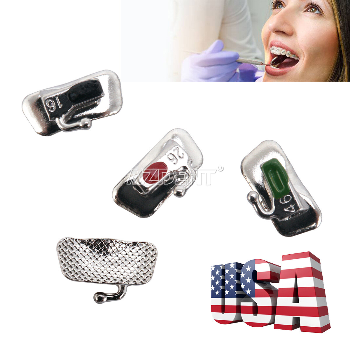 40Pcs AZDENT Dental Orthodontic 1st Molar Buccal Tube Bondable Non-conv Roth.022