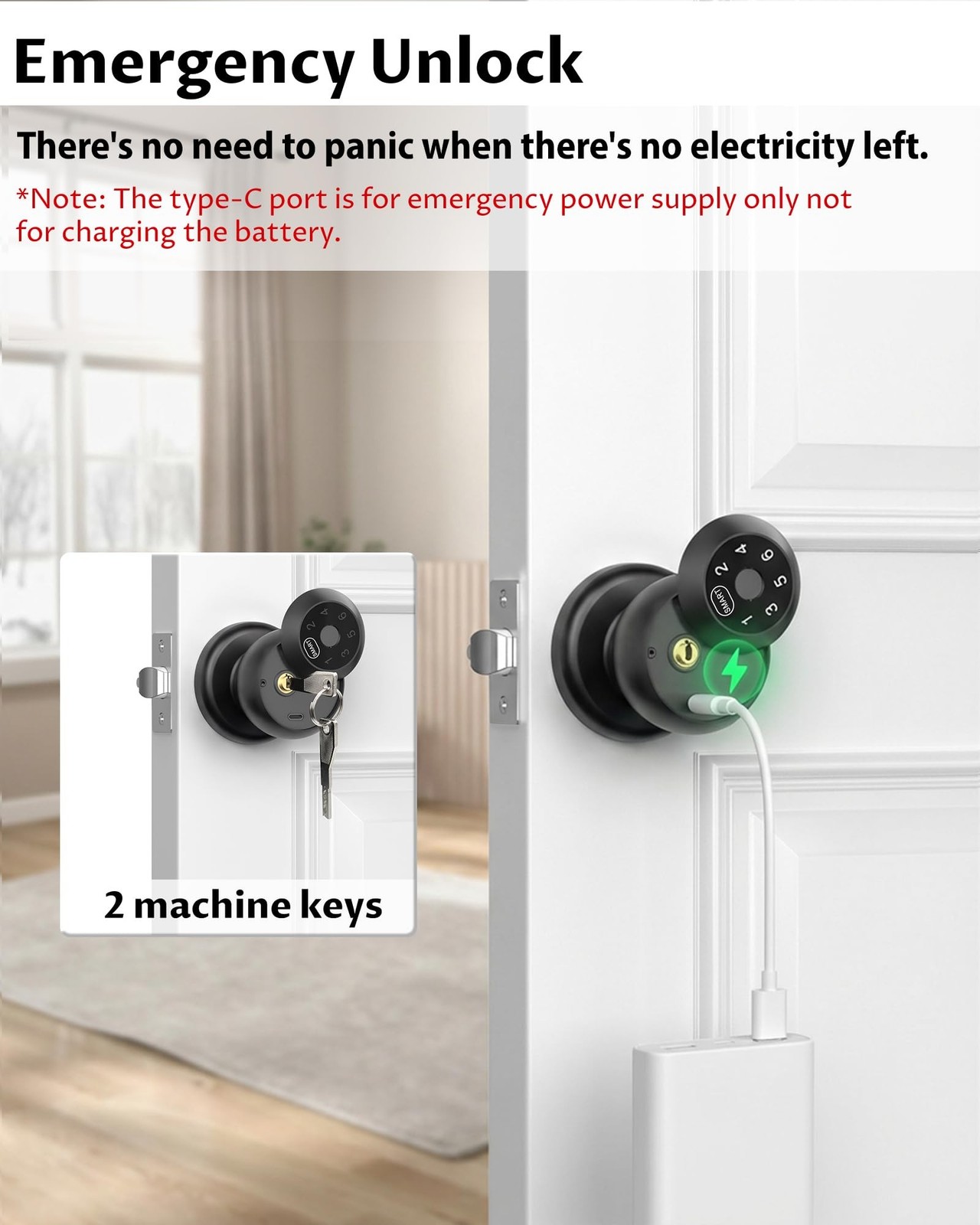 Fingerprint Door Lock with Keypad, Keyless Entry Door Knob | Matte Black, Doo…