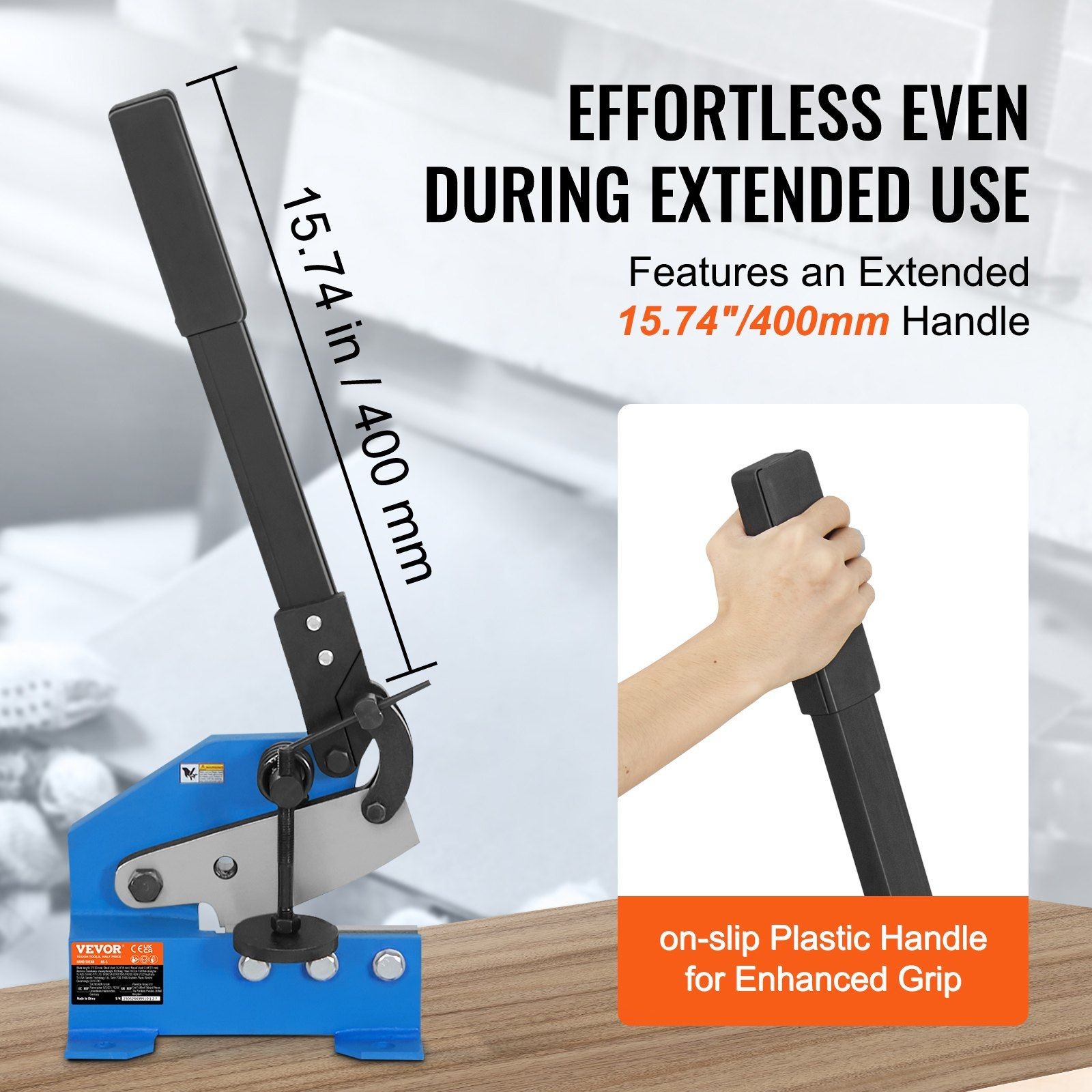 Hand-Powered 5in Metal Shear with 110mm x 6mm Capacity, Sturdy Q235 Base