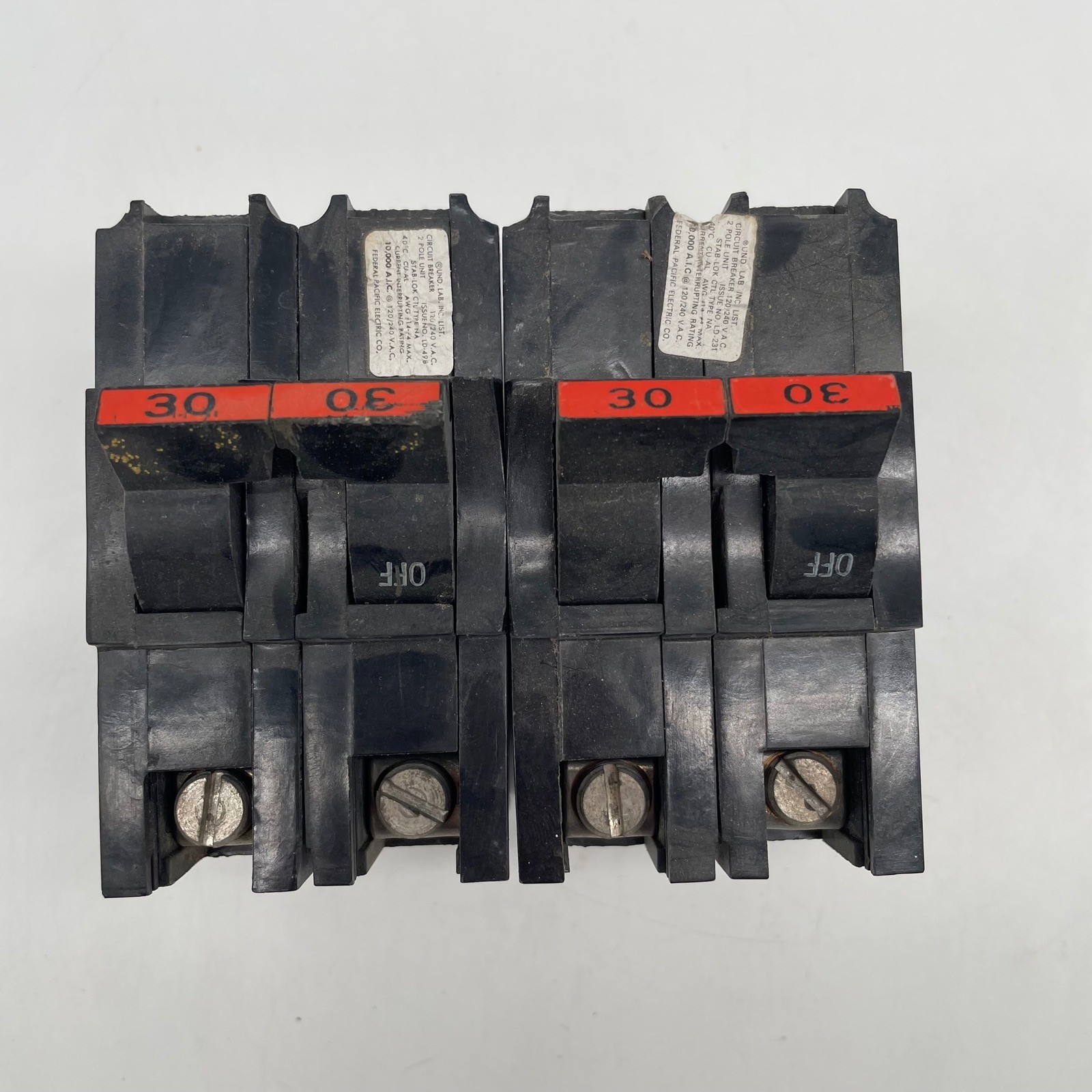 Federal Pacific Electric FPE Stab-Lok 30 Amp 2 Pole Circuit Breaker Type NA Pair