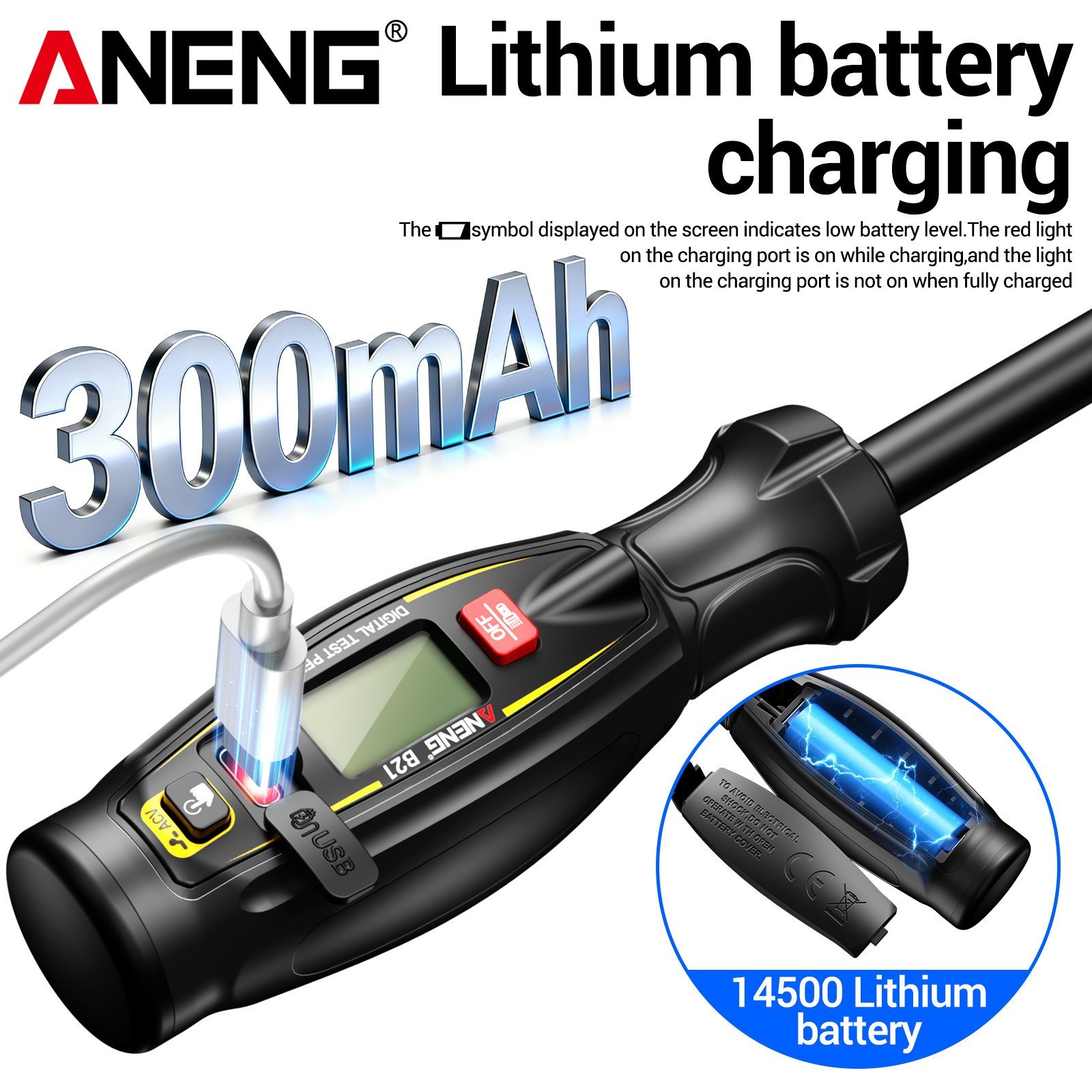 Digital Voltage Detector Tester CAT IV 600V Non Contact AC 30-1000V Rechargeable