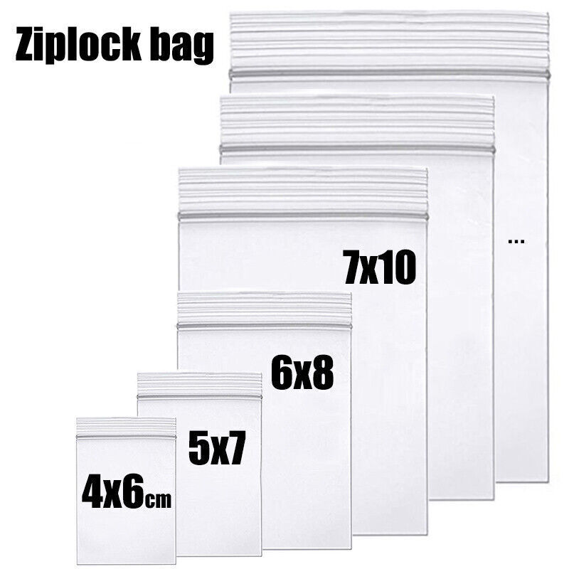 Clear Reclosable Seal Bag Plastic Poly Zipper Bags Zipper W/Hang Hole 2Mil