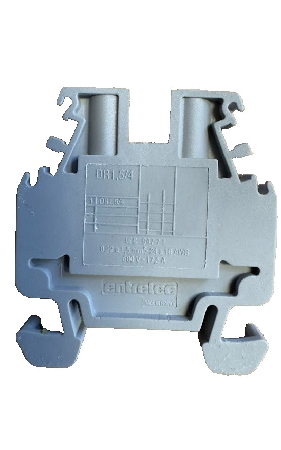 Entrelec 1SNA110106R2500 DR1.5/4 Terminal Block 600V 17.5A Gray – Box of 50