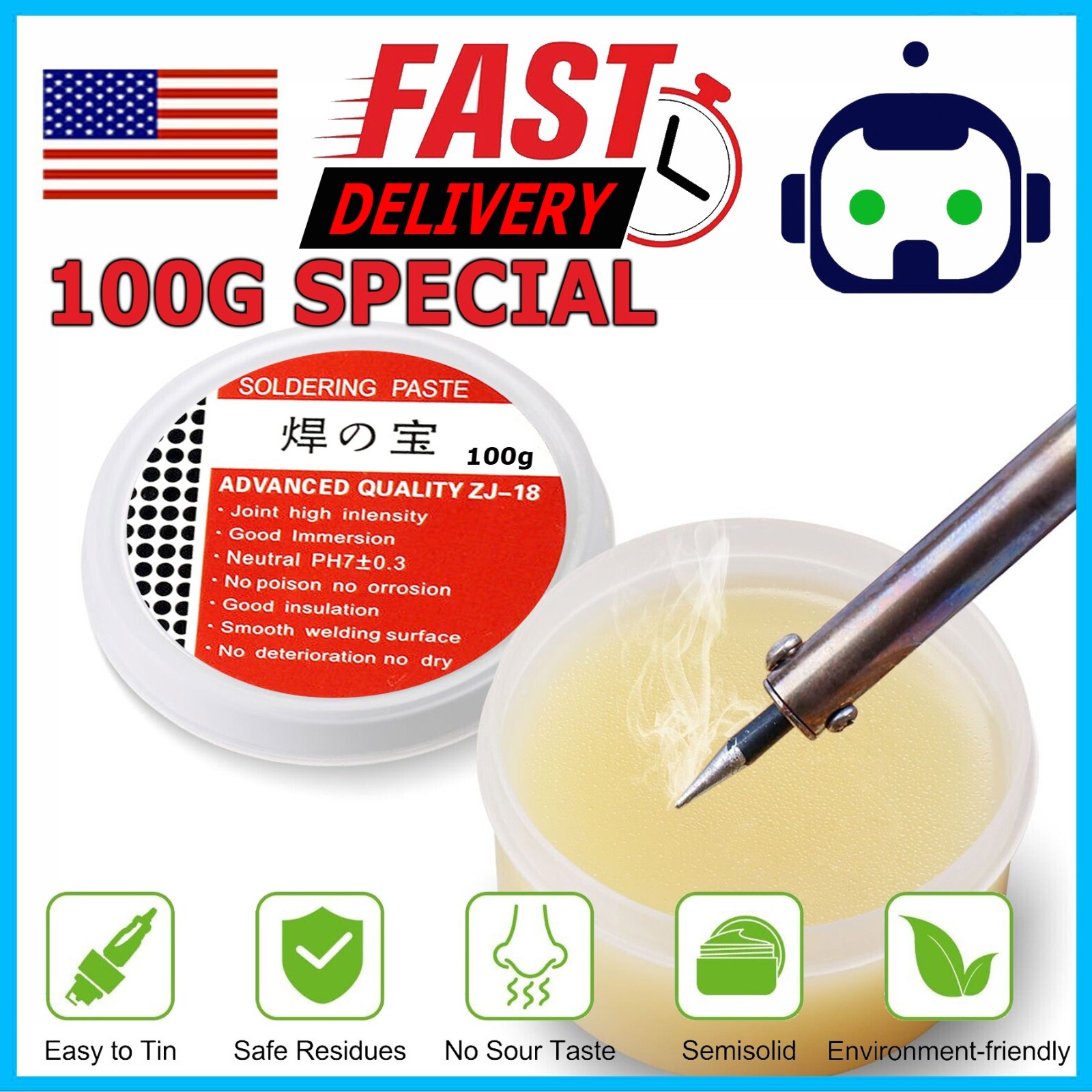 Quality Metal Cased Rosin Soldering Flux Paste Solder Welding Grease100G