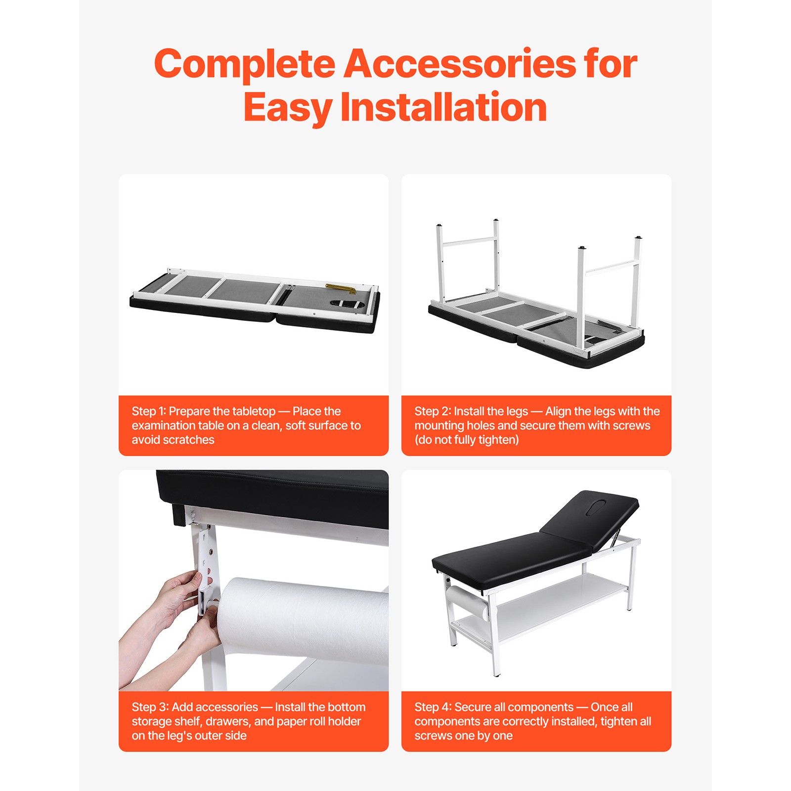 Uimoso Medical Examination Table with Paper Roll Holder for Physical Therapy