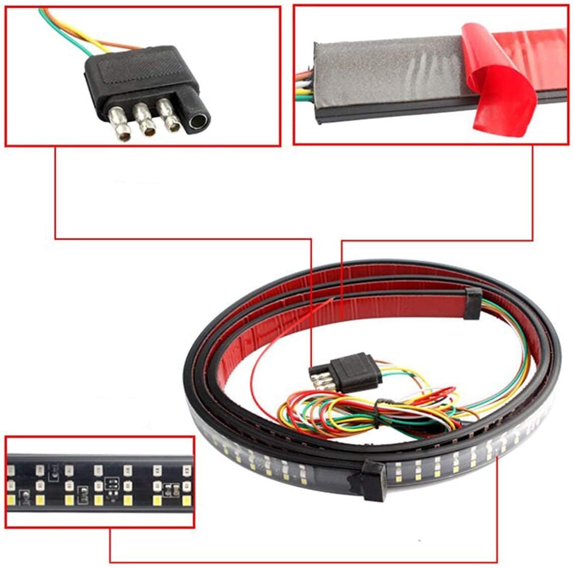 60 Inch Led Tailgate Light Bar Red White Yellow Truck Brake Turn Signal Strip
