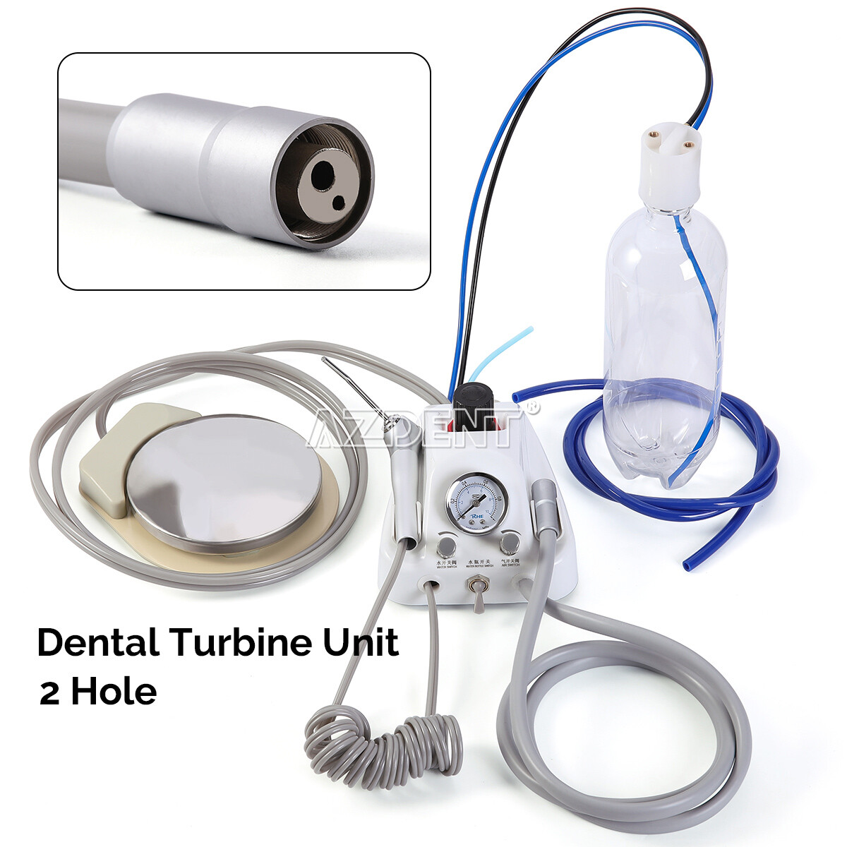 Portable Dental Turbine Unit 3 Way Syringe Work with Air Compressor 4 Holes