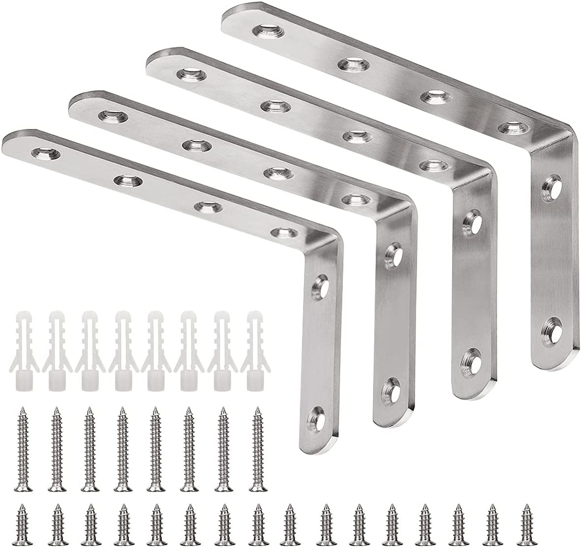 L Bracket, 5″ X 3″ Max Load: 35Lb/15Kg Heavy Duty Stainless Steel Solid Shelf Su