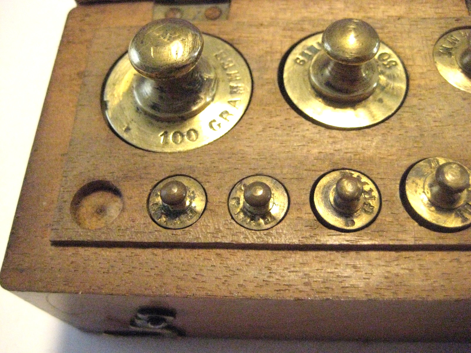 Antique Early 1900s Metric Weight set in Fitted Hardwood Box APOTHICARY