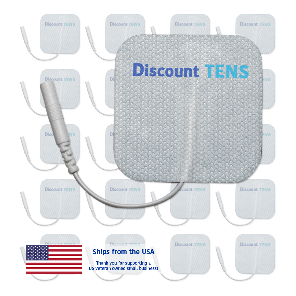 TENS 2″x2″ Premium Wired Electrode Pads, 20 Pads (10 Pair)