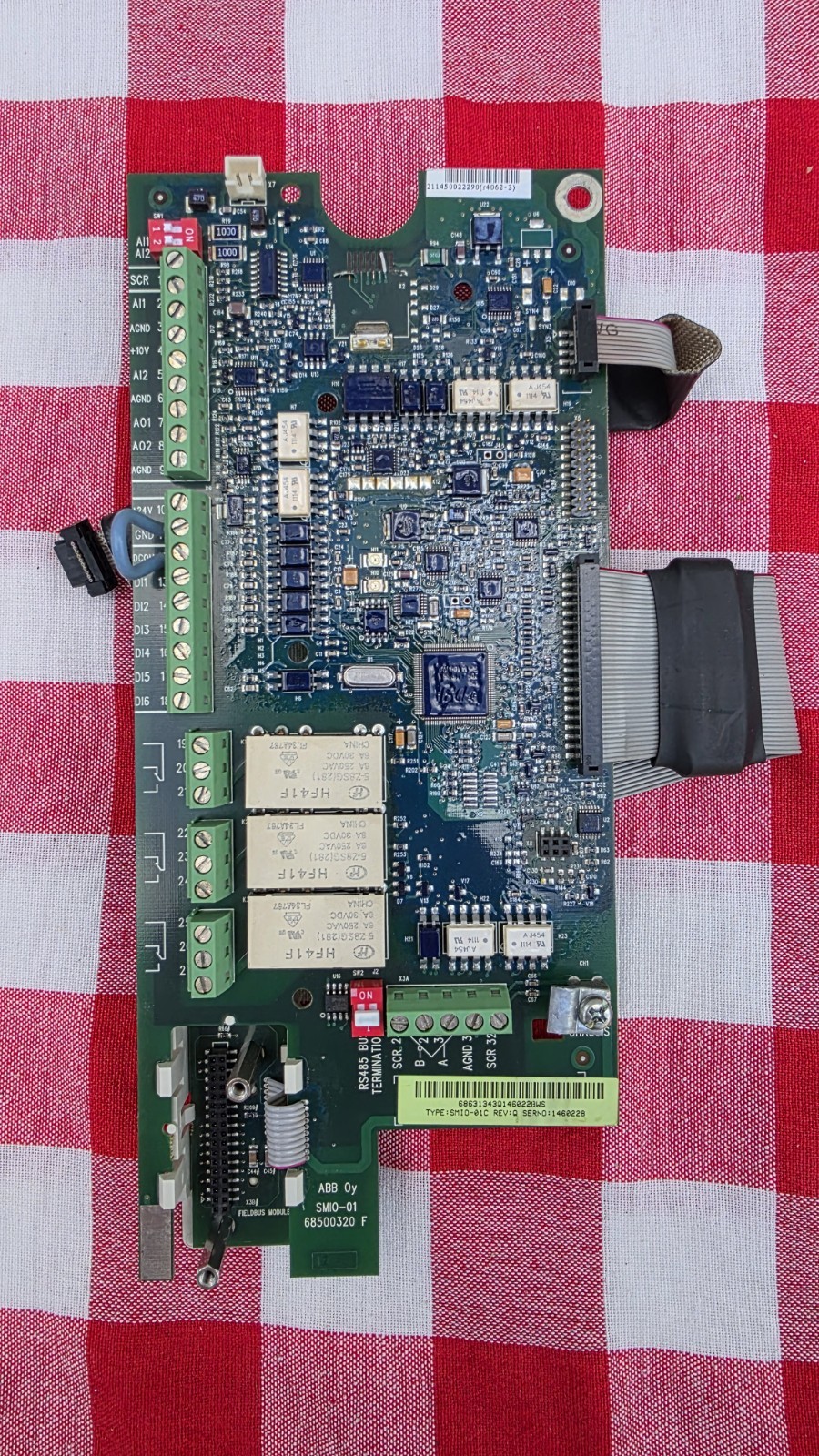 ABB SMIO-01C Rev Q CPU board for ACH550 VFD. Part number 68500320 USED