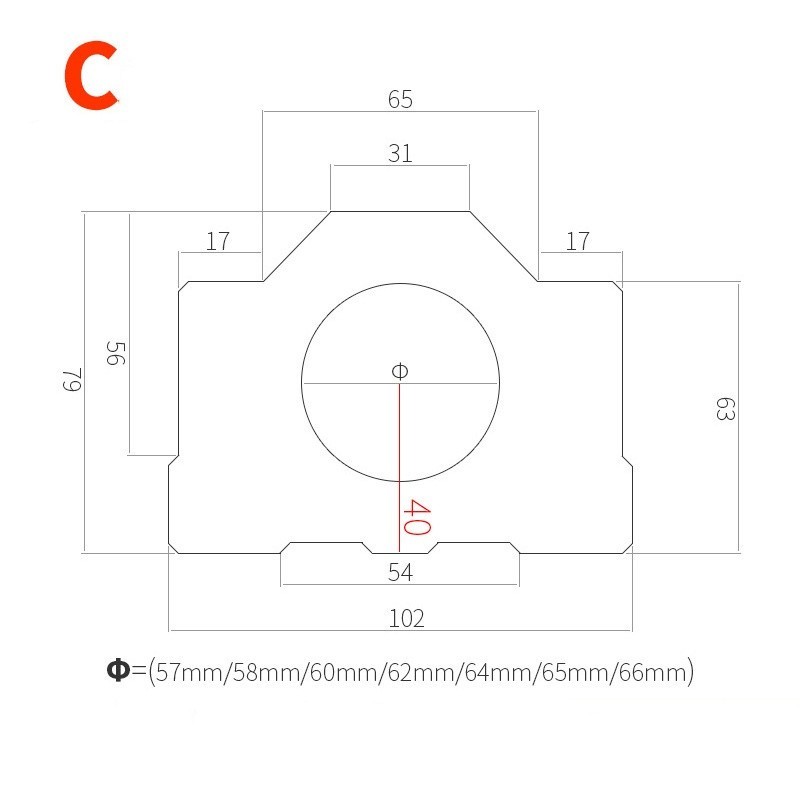 CNC spindle motor fixture 20/36/48/52/65/80/85/90 Aluminium profile material