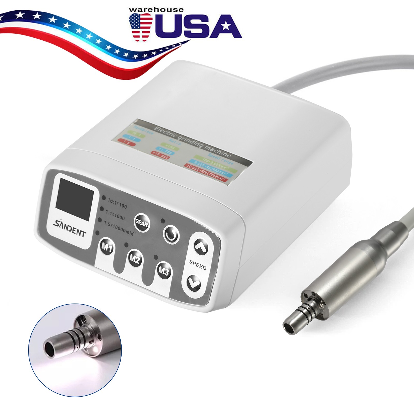 SANDENT Dental Brushless LED Electric Micro Motor Fit 1:1/1:5/16:1 Handpiece US