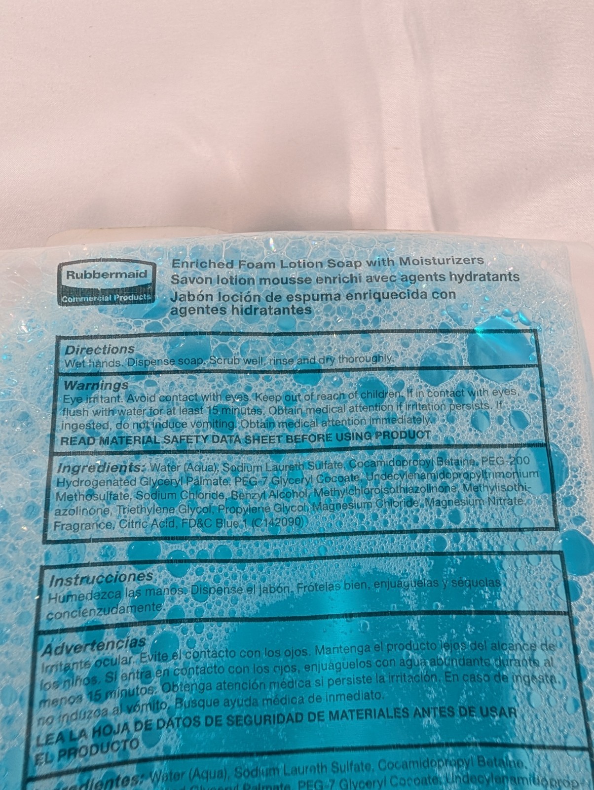 Rubbermaid AutoFoam 1100ml Enriched Foam Lotion Soap Refill FG750112 One Pouch