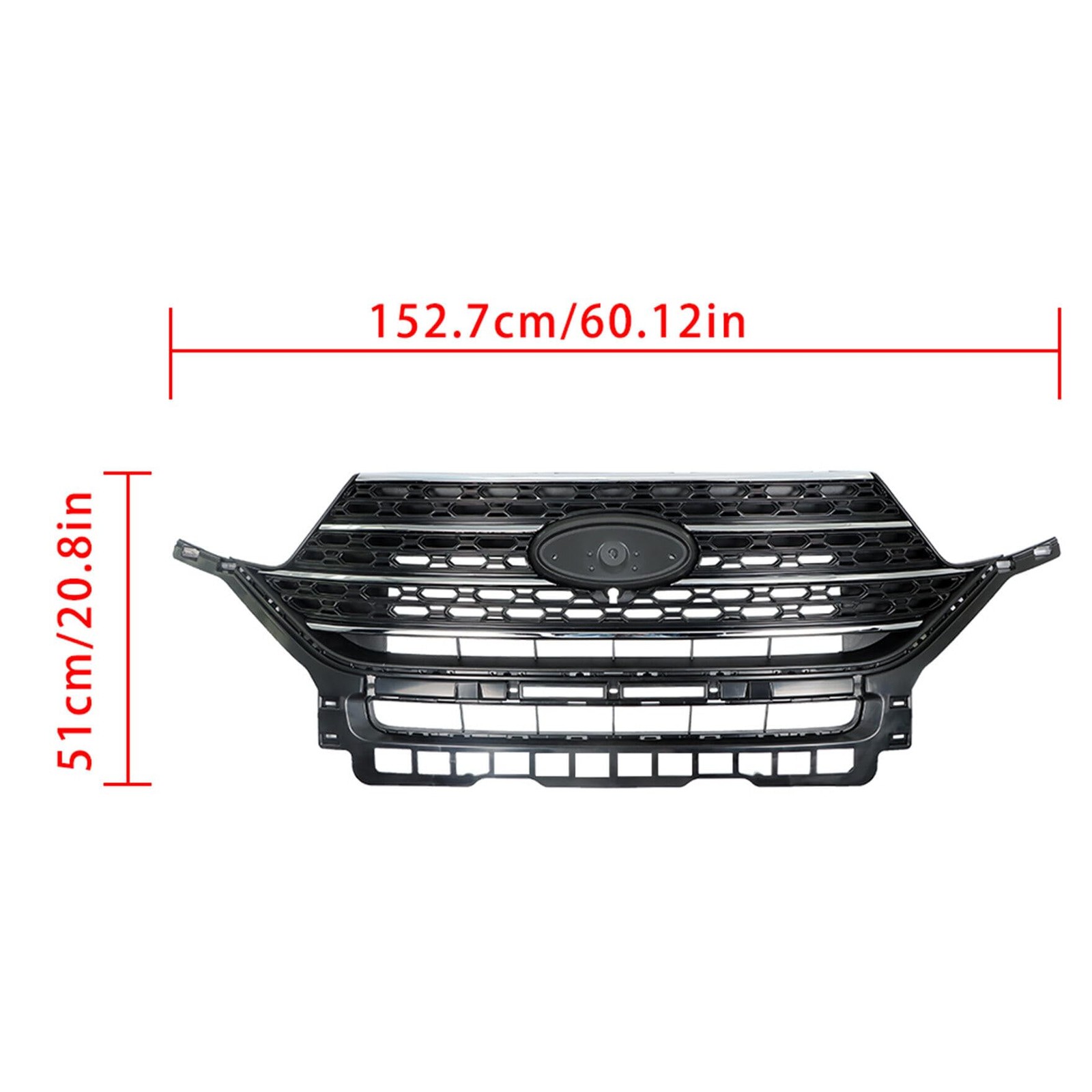 Replacement for Explorer XLT 2020 2021 Front Grille Gloss Black with Chrome
