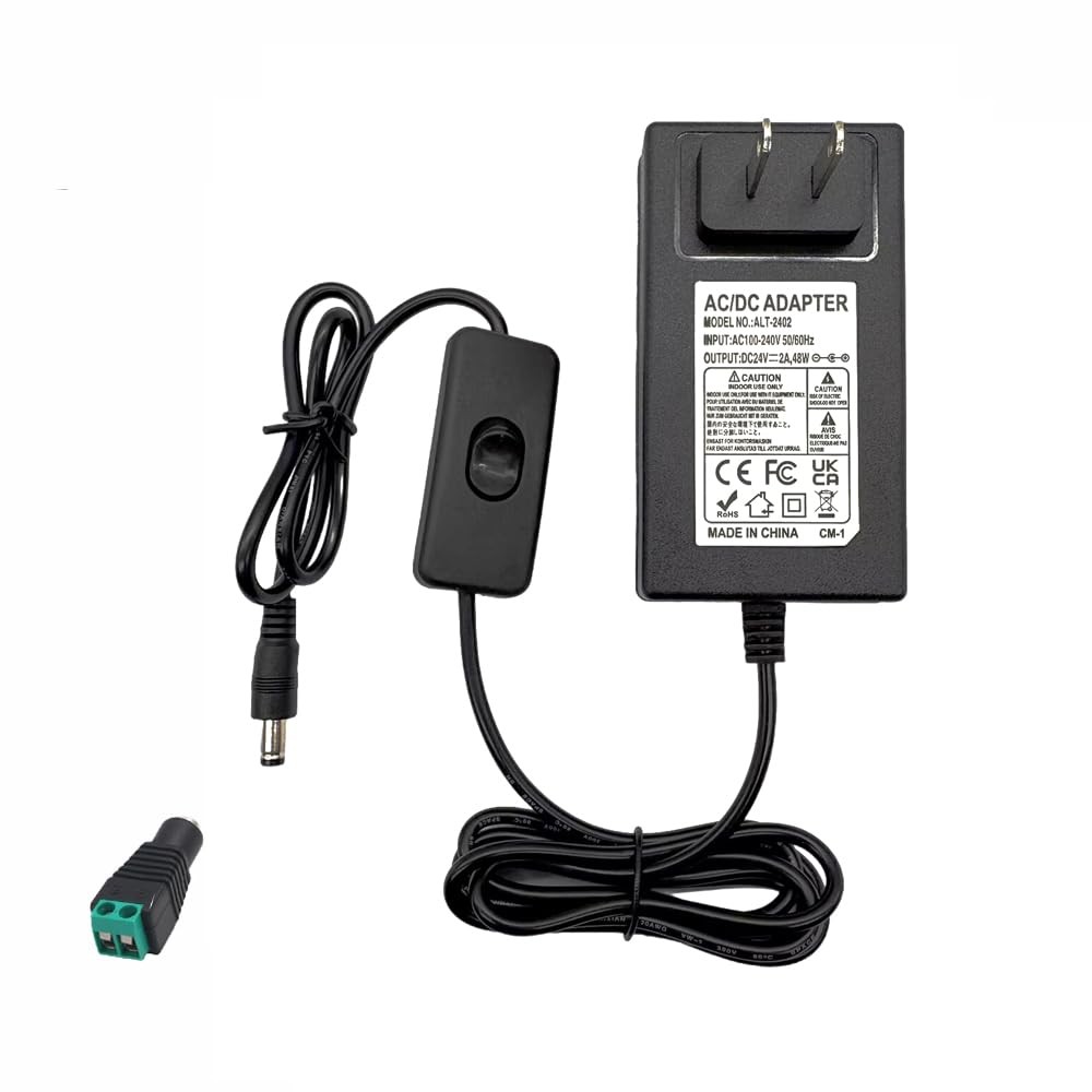 24V 2A DC Power Supply 48W Switching Adapter 100-240V 50-60Hz AC to DC 24V 2A…