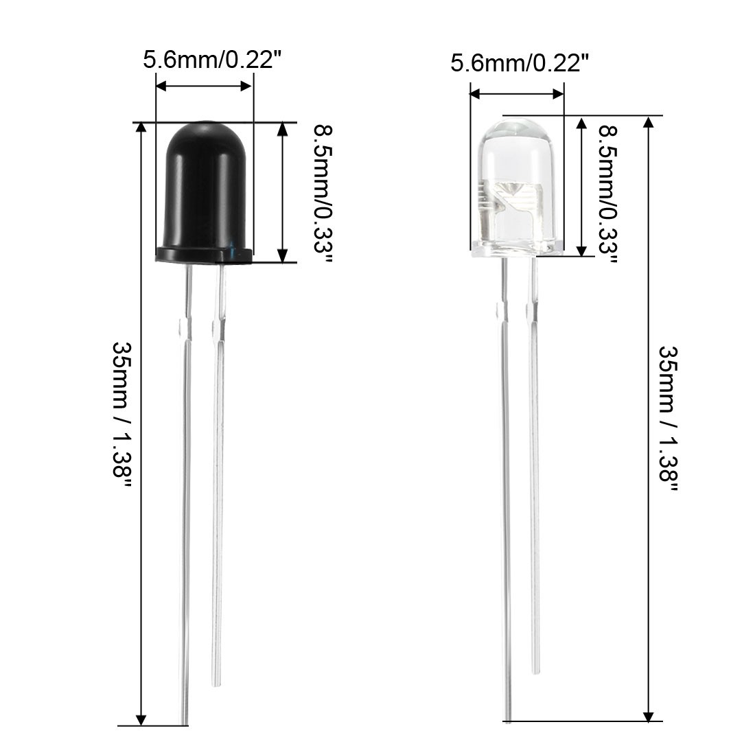 50pairs 5mm 940nm LEDs Infrared Emitter and IR Receiver Diode DC 1.2V