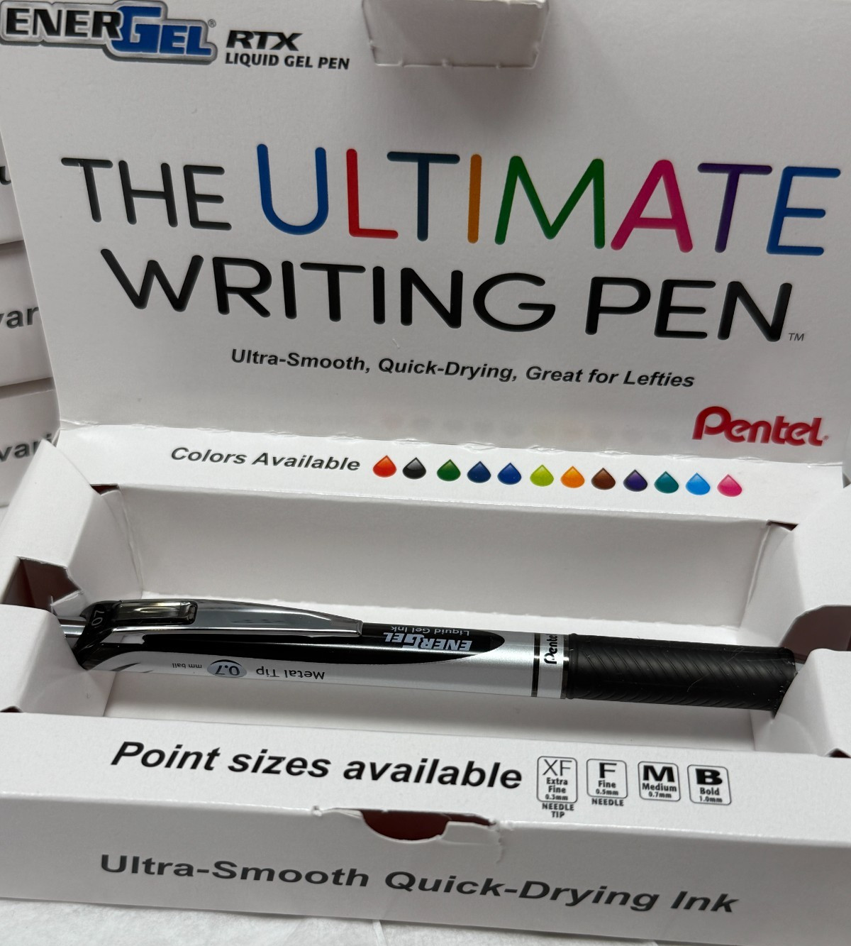 New Pentel Energel RTX Liquid Gel Ink Pen .7mm Black In VIP Box Lot of 5 BL77-A