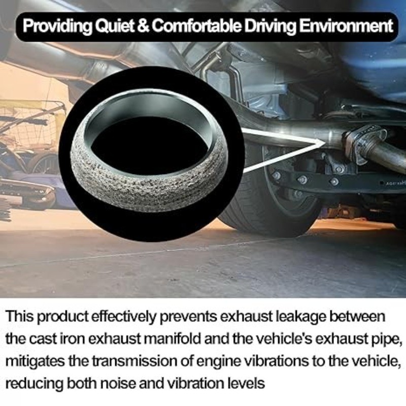 1.9in/48mm Car Exhaust Manifold Gasket, 2Pcs Exhaust Muf Size: ID 1.9inch/48mm