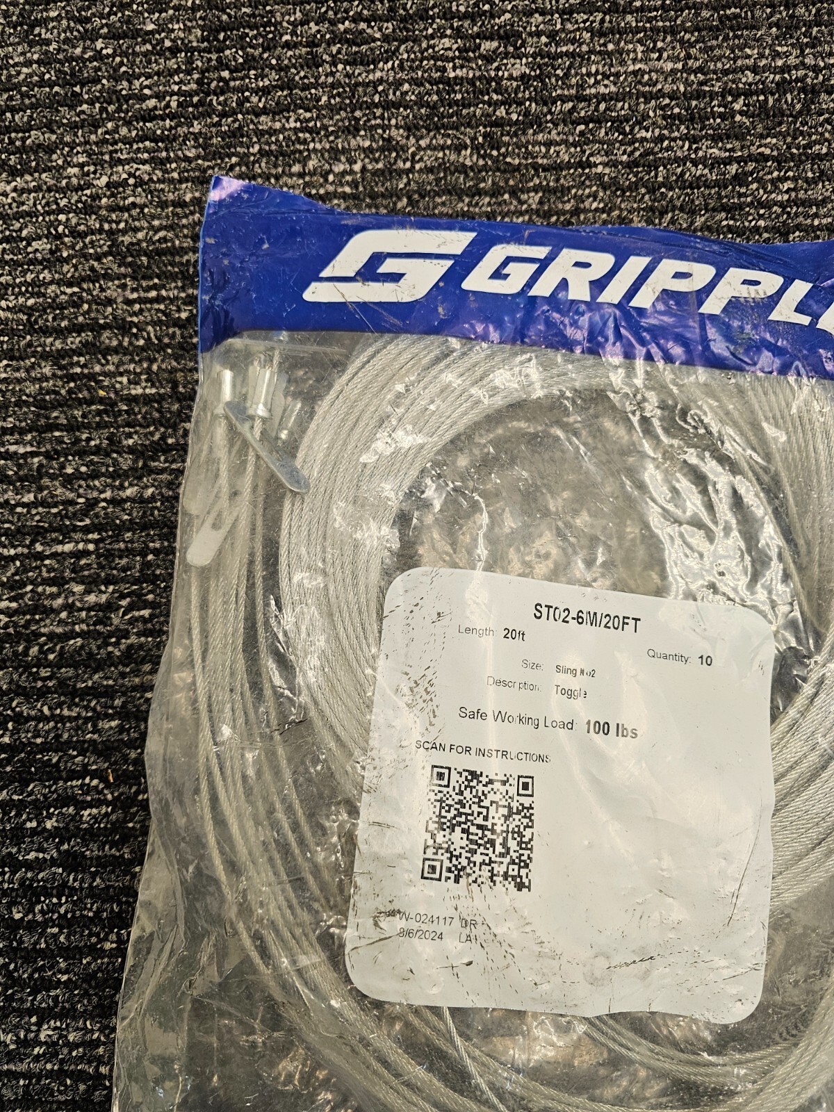 (QTY 10) GRIPPLE ST02-6M/20FT No. 2 Max. Safe Working Load 12 lbs 20′ Toggle
