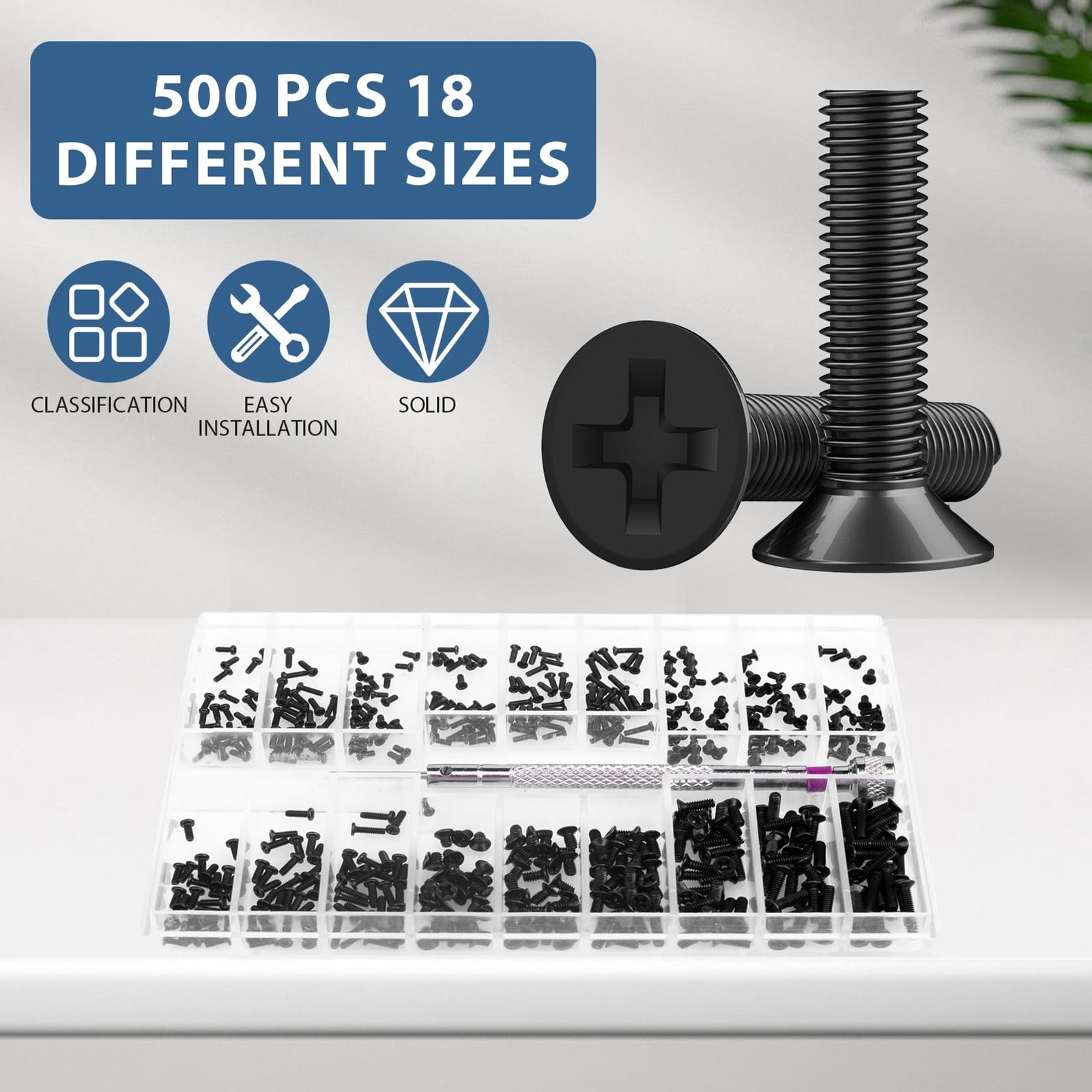 Computer Screws Laptop Screws 500 Pcs M1.2/M1.4/M2.0 Small Screws Kit for Mother