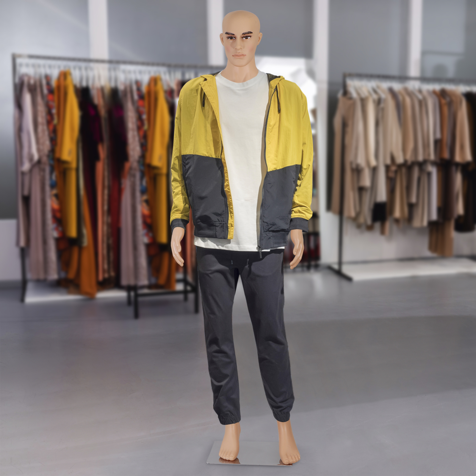 Adjustable Male Mannequin Egghead Plastic Full Body Dress Form Display Base 72″