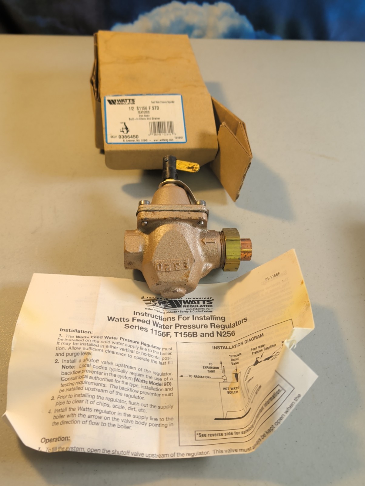 Watts S1156F 1/2″ Bronze High Capacity Feed Water Pressure Regulator