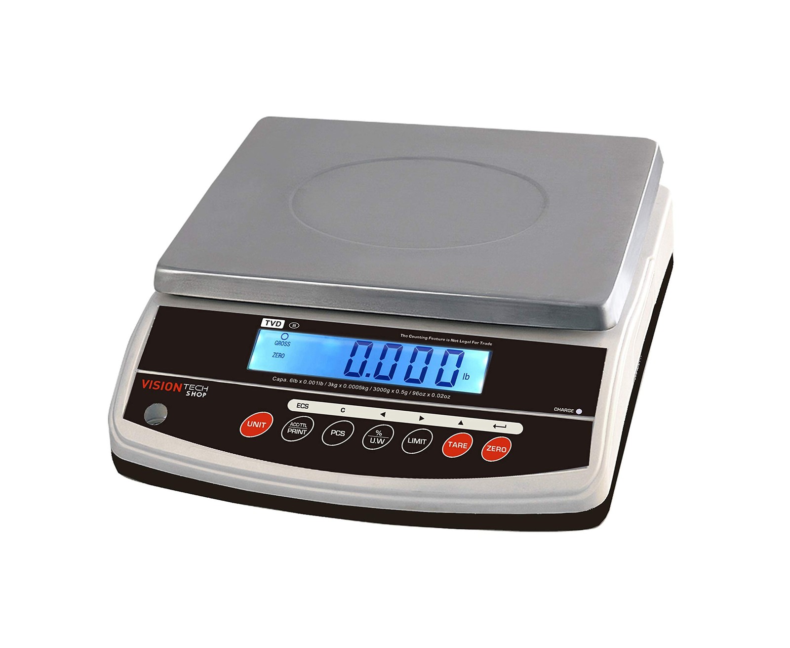 VisionTechShop TVD-6 Digital Bench and Counter Scale, Lb/Oz/Kg/g Switchable