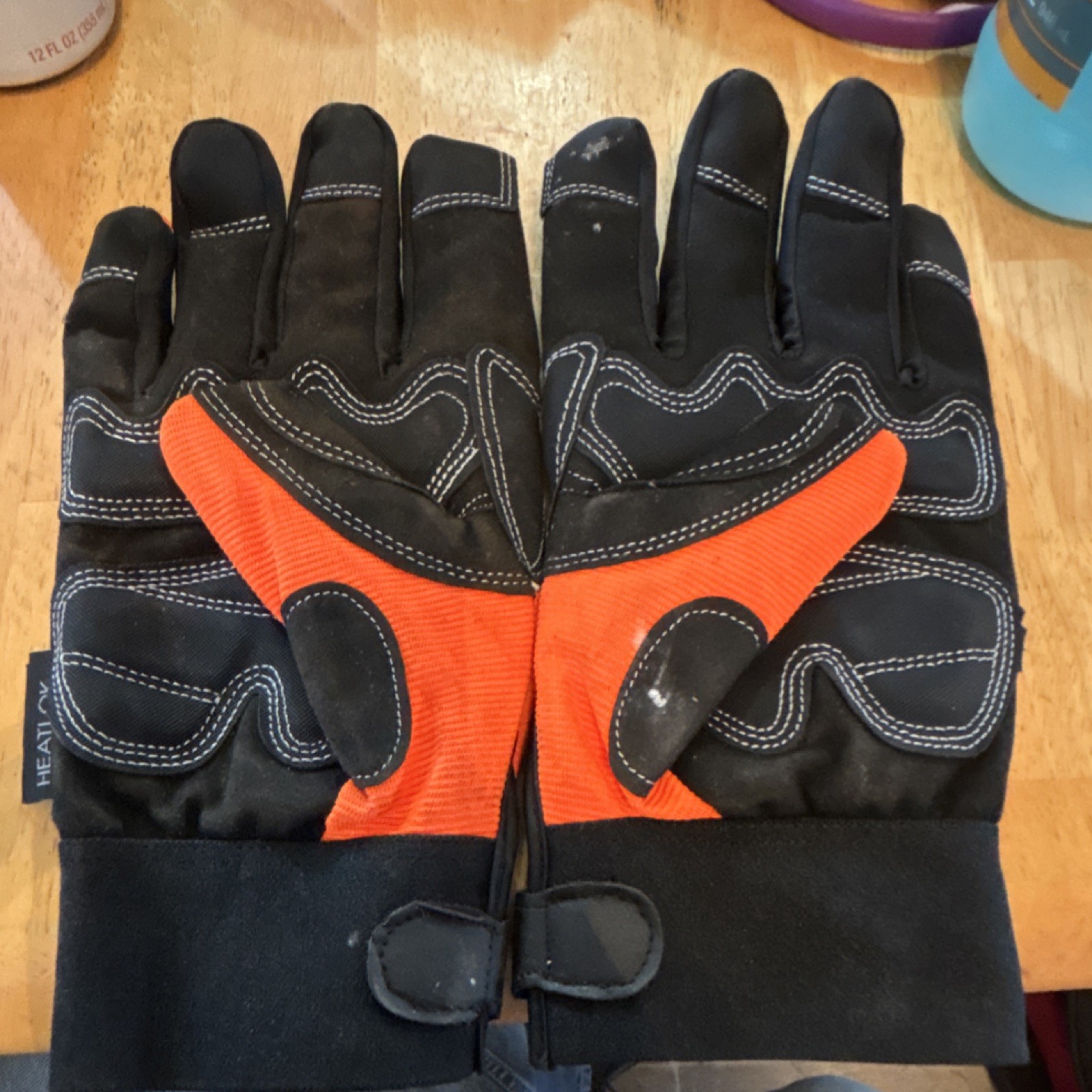 ORR Safety Waterproof Insulated XL Work Gloves Orange Black Nylon Polyester