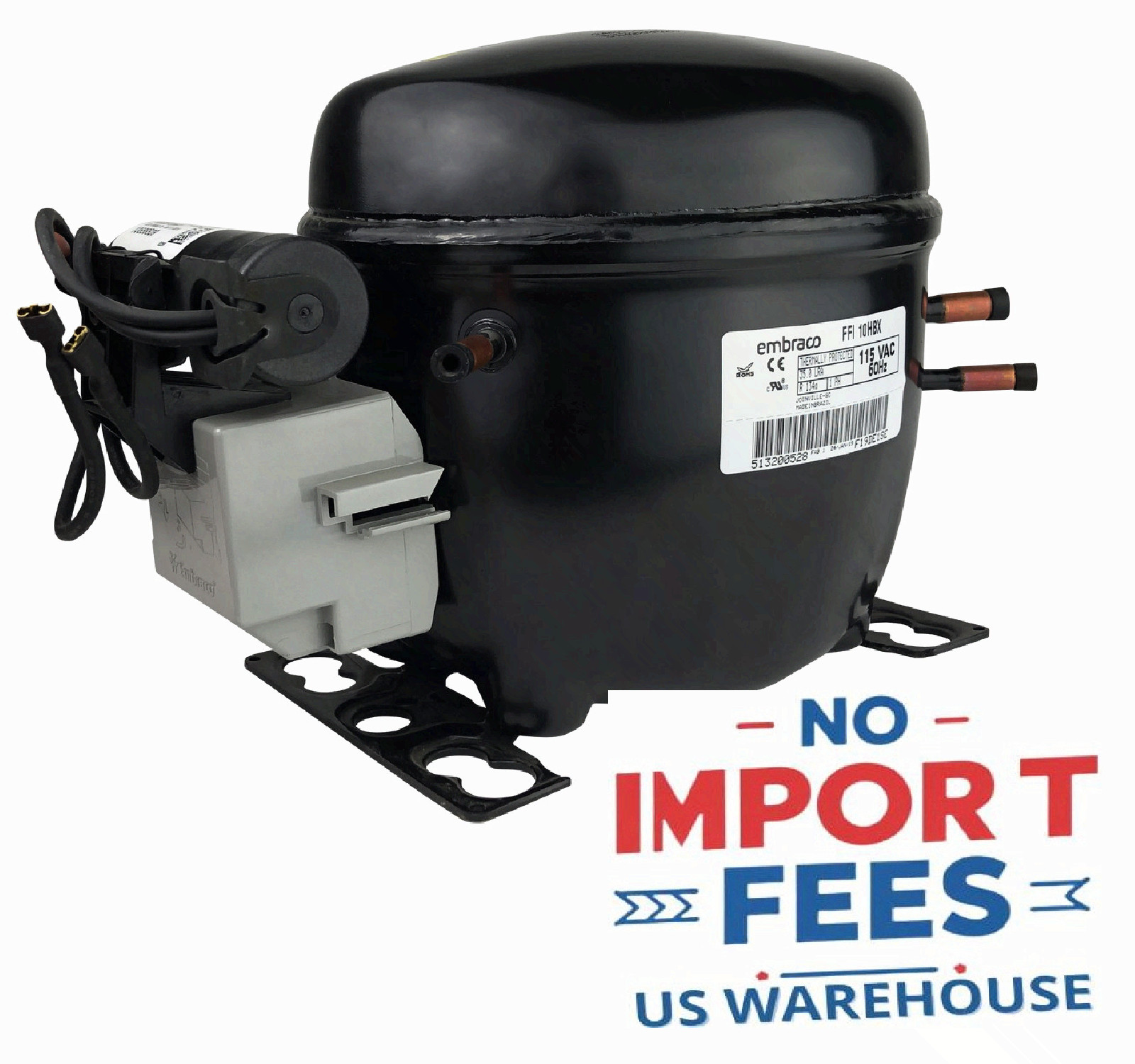 Embraco FFI10HBX Replacement Refrigeration Compressor R-134A 1/3 HP