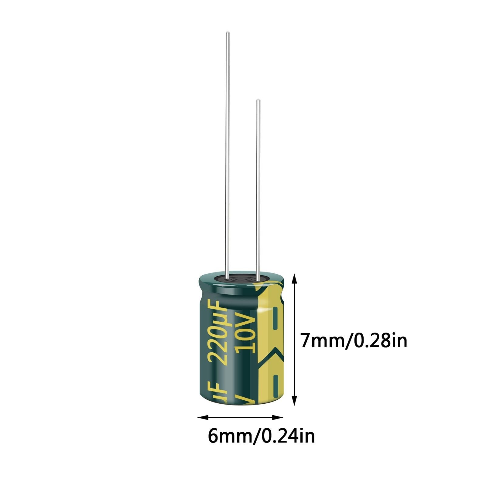 20Pcs 10V 220UF Capacitor 6x7MM(0.24×0.28in) High Frequency Aluminum Electrol…