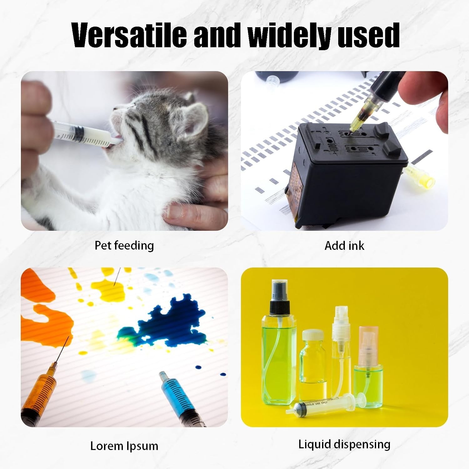 Glue Applicator Syringe with Blunt Tip Needle and Cap, for Liquid, Glue, Ink,