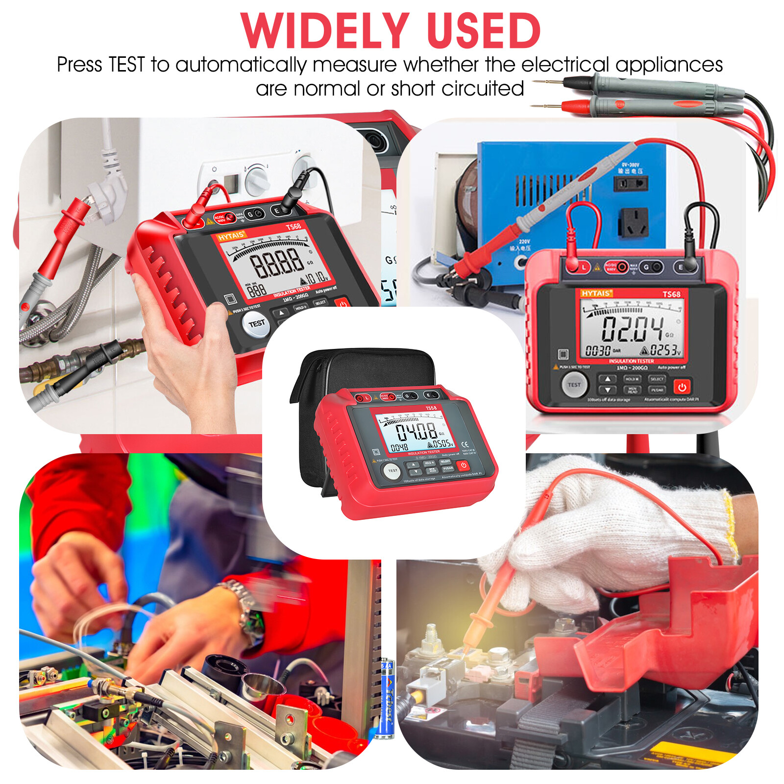 1000V Insulation Resistance Tester Megohmmeter Ohm, AC/DC Voltage Tester, PI/DAR